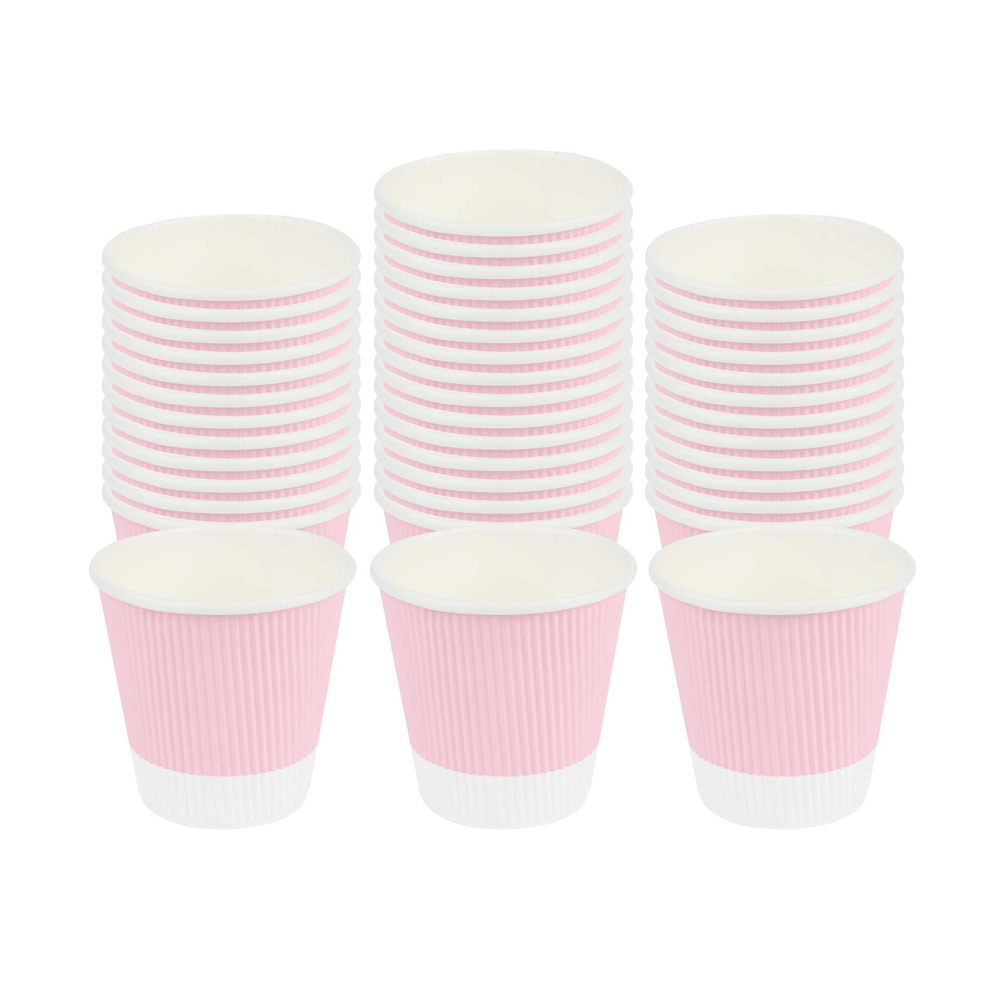 Restpresso 8 oz Light Pink Paper Coffee Cup - Ripple Wall - 3 1/2" x 3 1/2" x 3 1/4" - 500 count box
