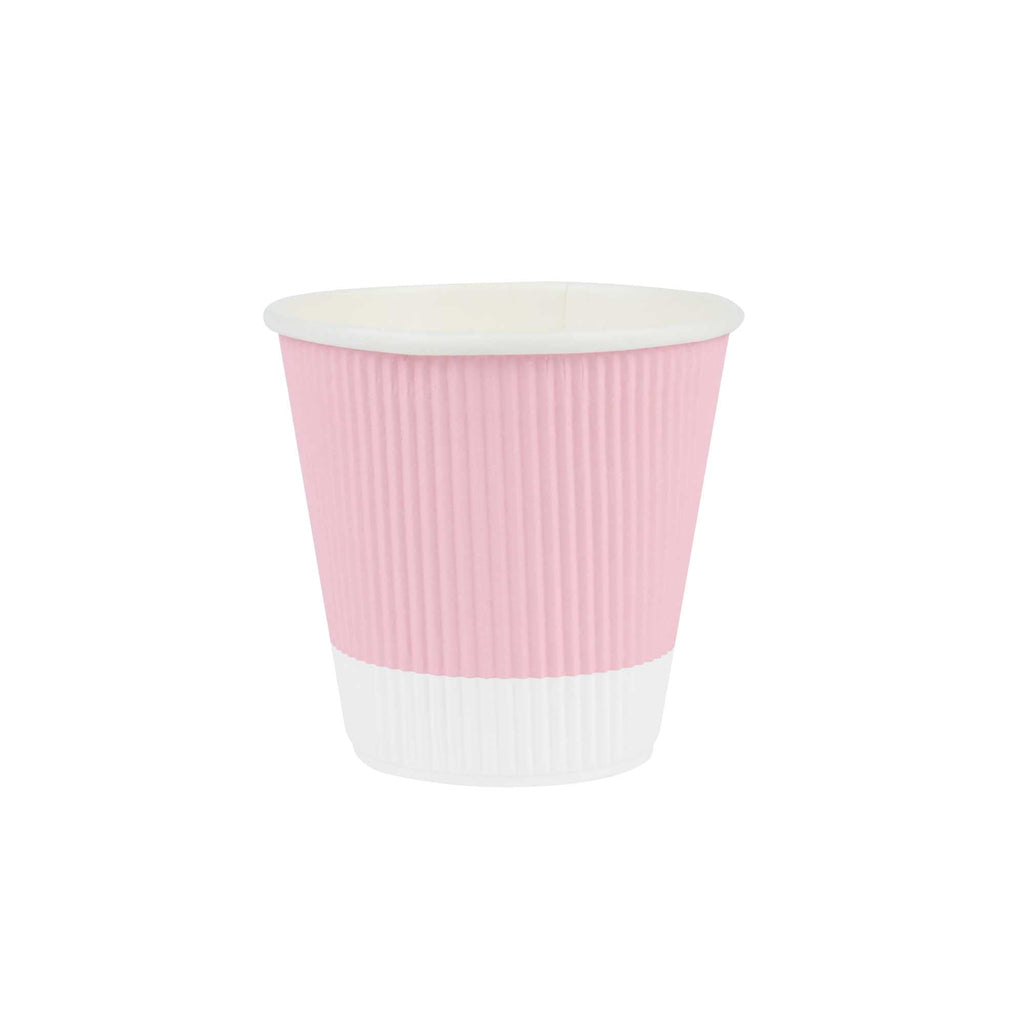 Restpresso 8 oz Light Pink Paper Coffee Cup - Ripple Wall - 3 1/2" x 3 1/2" x 3 1/4" - 500 count box