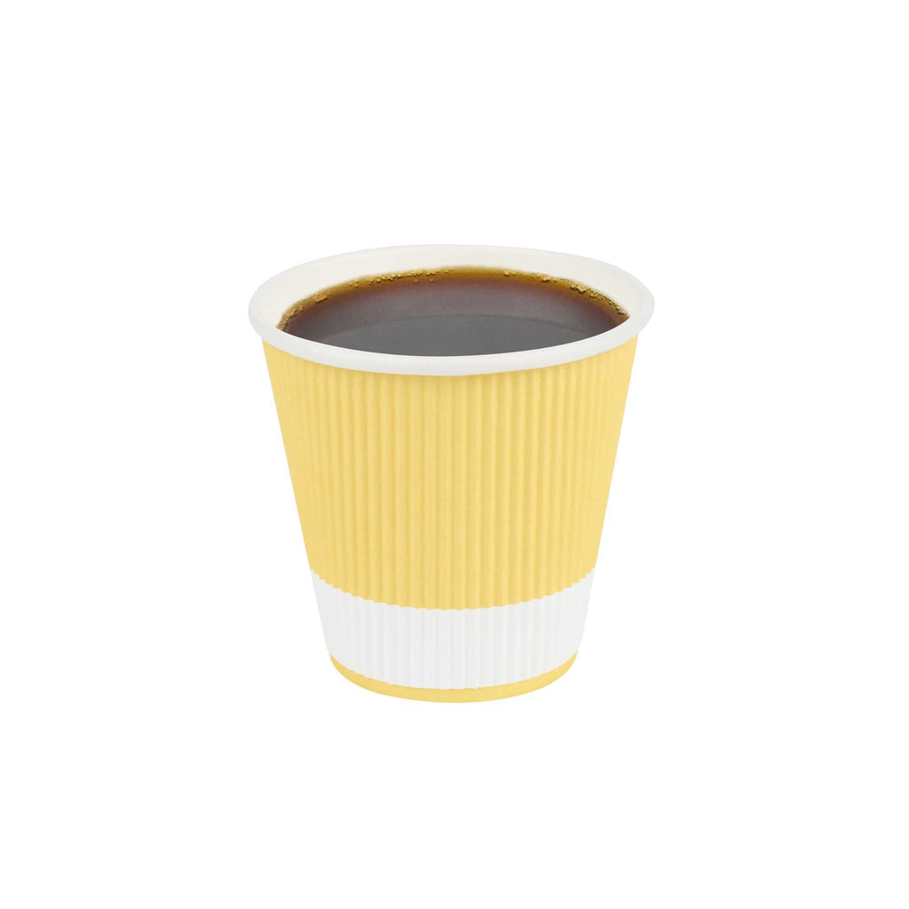 Restpresso 8 oz Light Yellow Paper Coffee Cup - Ripple Wall - 3 1/2" x 3 1/2" x 3 1/4" - 500 count box