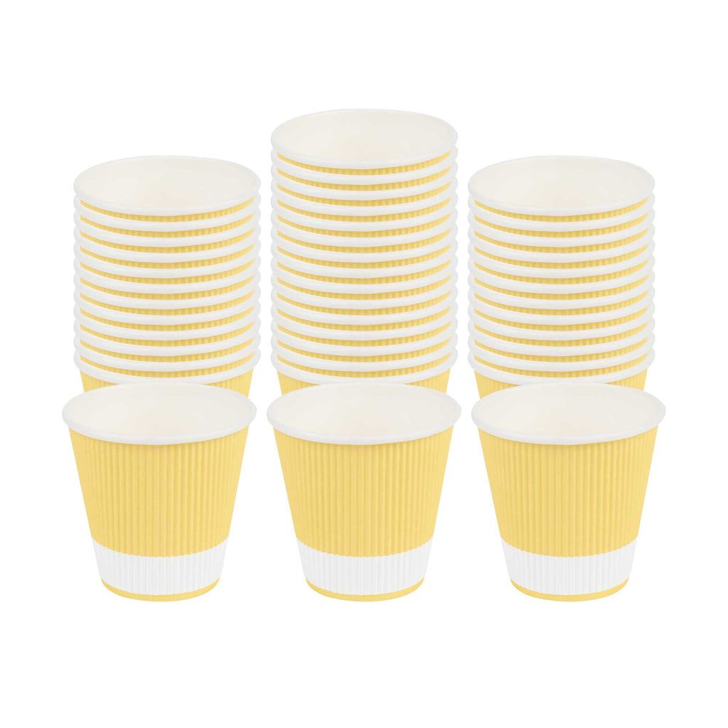 Restpresso 8 oz Light Yellow Paper Coffee Cup - Ripple Wall - 3 1/2" x 3 1/2" x 3 1/4" - 500 count box