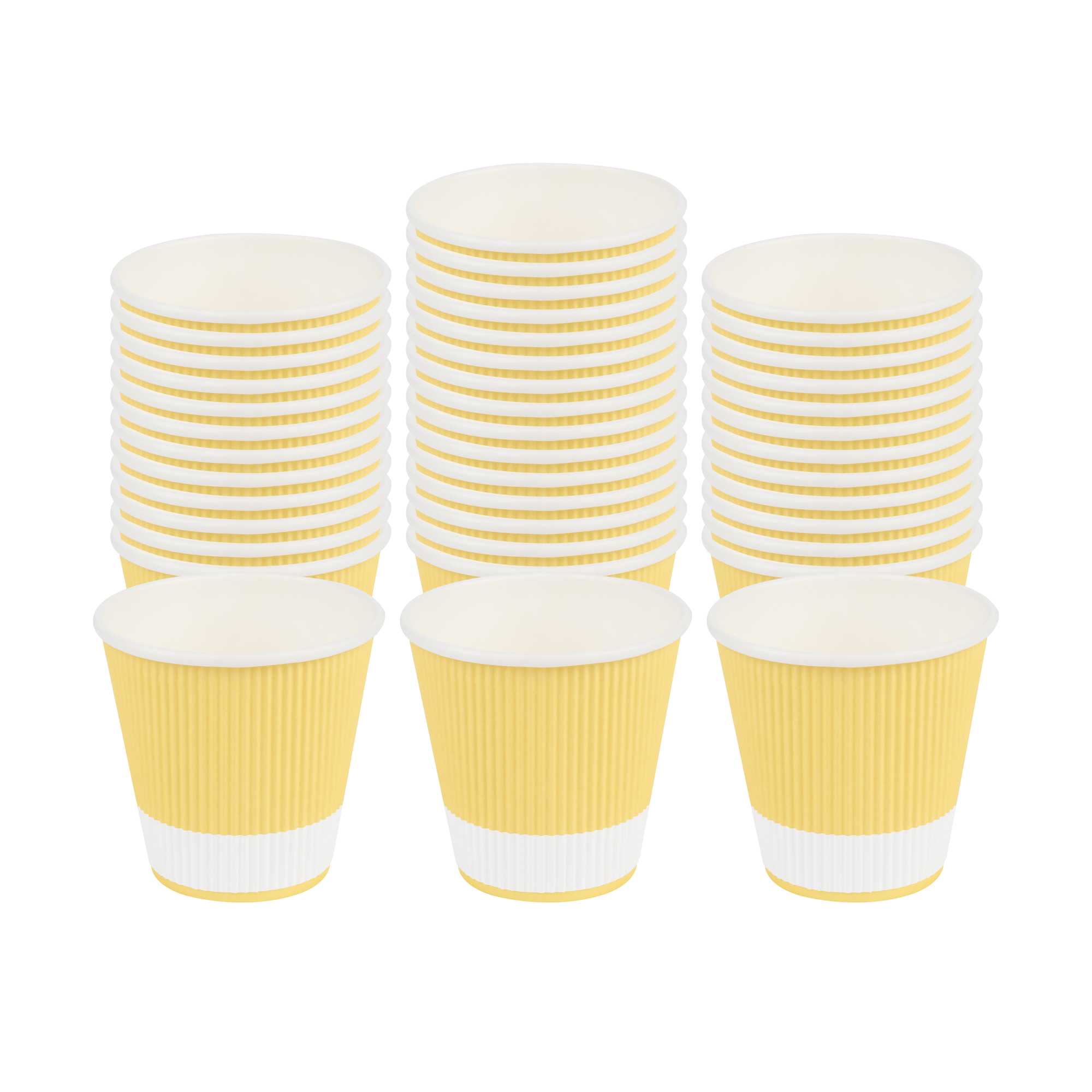 Restpresso 8 oz Light Yellow Paper Coffee Cup - Ripple Wall - 3 1/2" x 3 1/2" x 3 1/4" - 500 count box