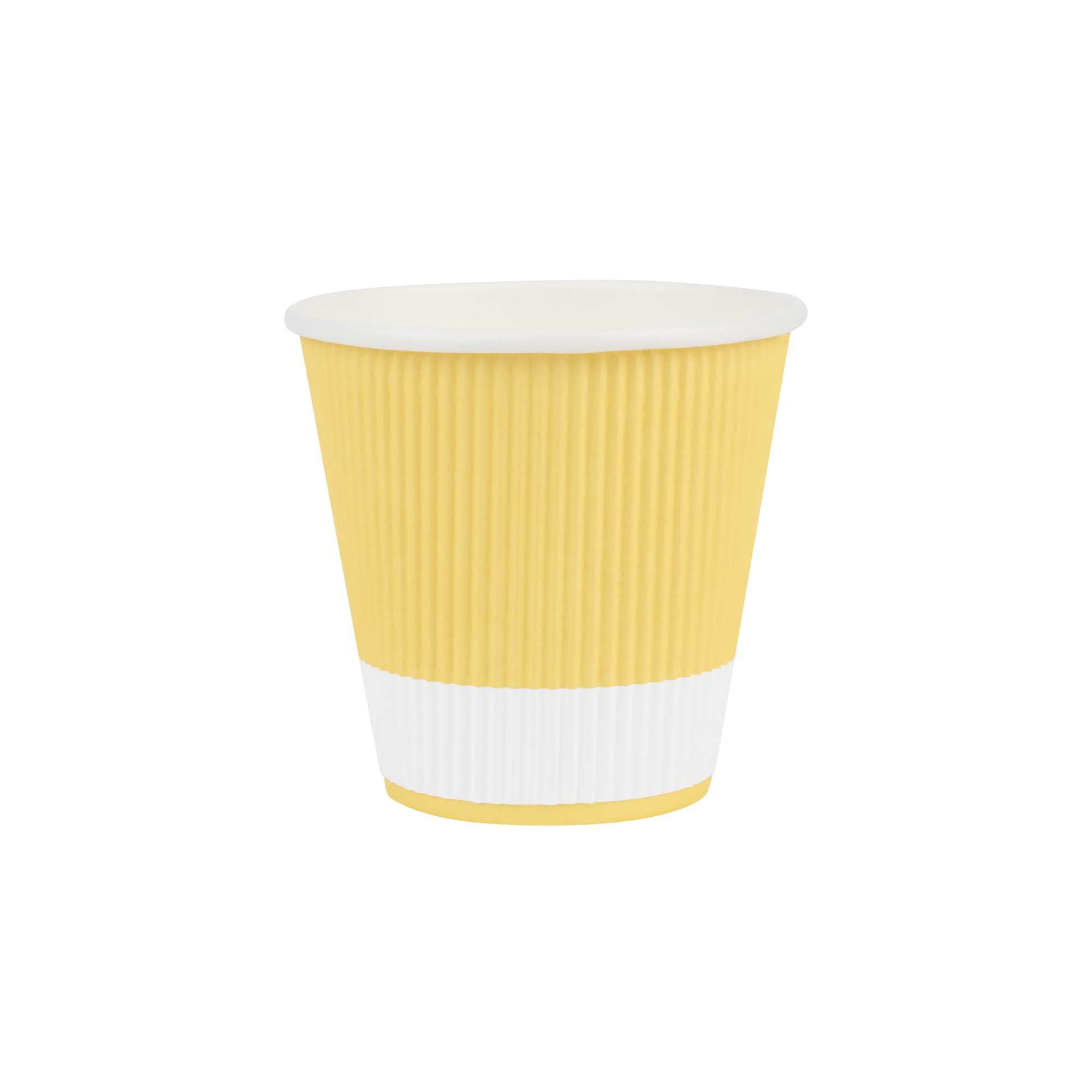 Restpresso 8 oz Light Yellow Paper Coffee Cup - Ripple Wall - 3 1/2" x 3 1/2" x 3 1/4" - 25 count box