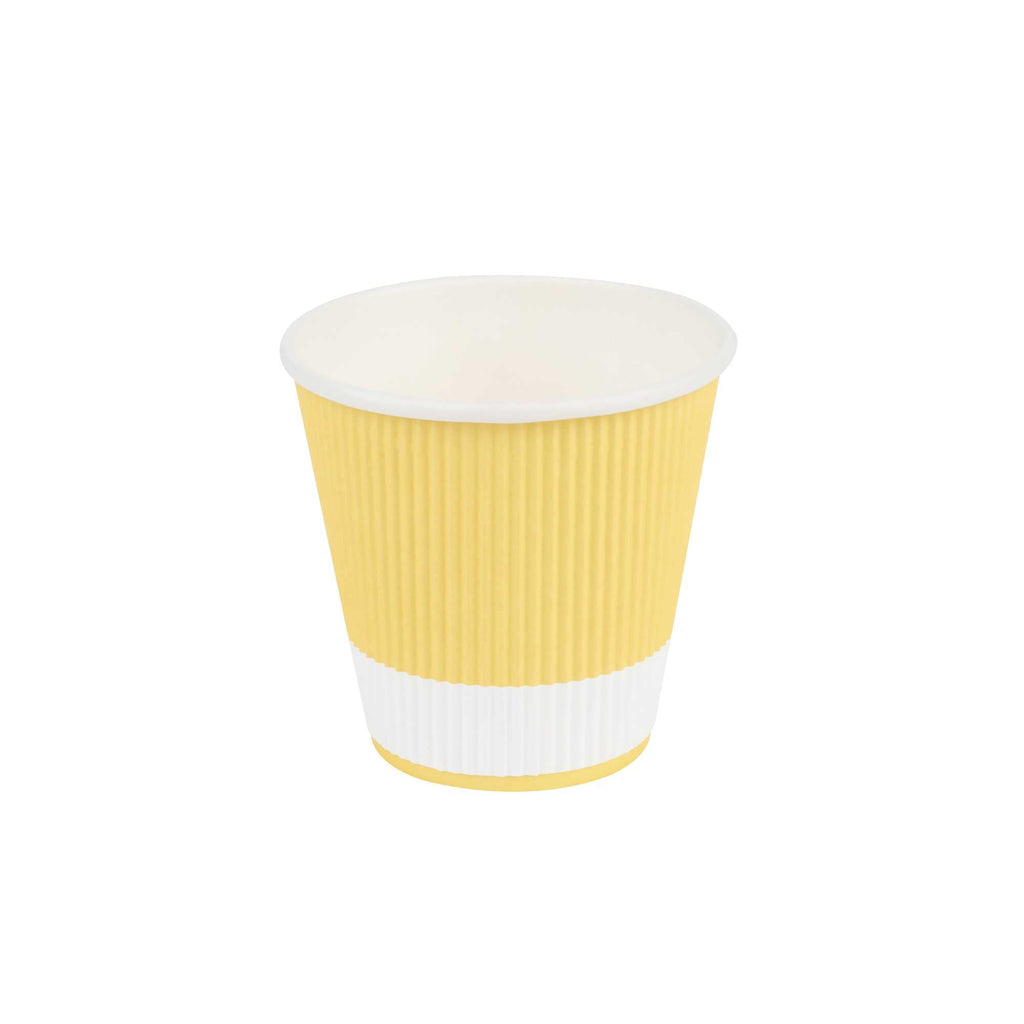 Restpresso 8 oz Light Yellow Paper Coffee Cup - Ripple Wall - 3 1/2" x 3 1/2" x 3 1/4" - 500 count box