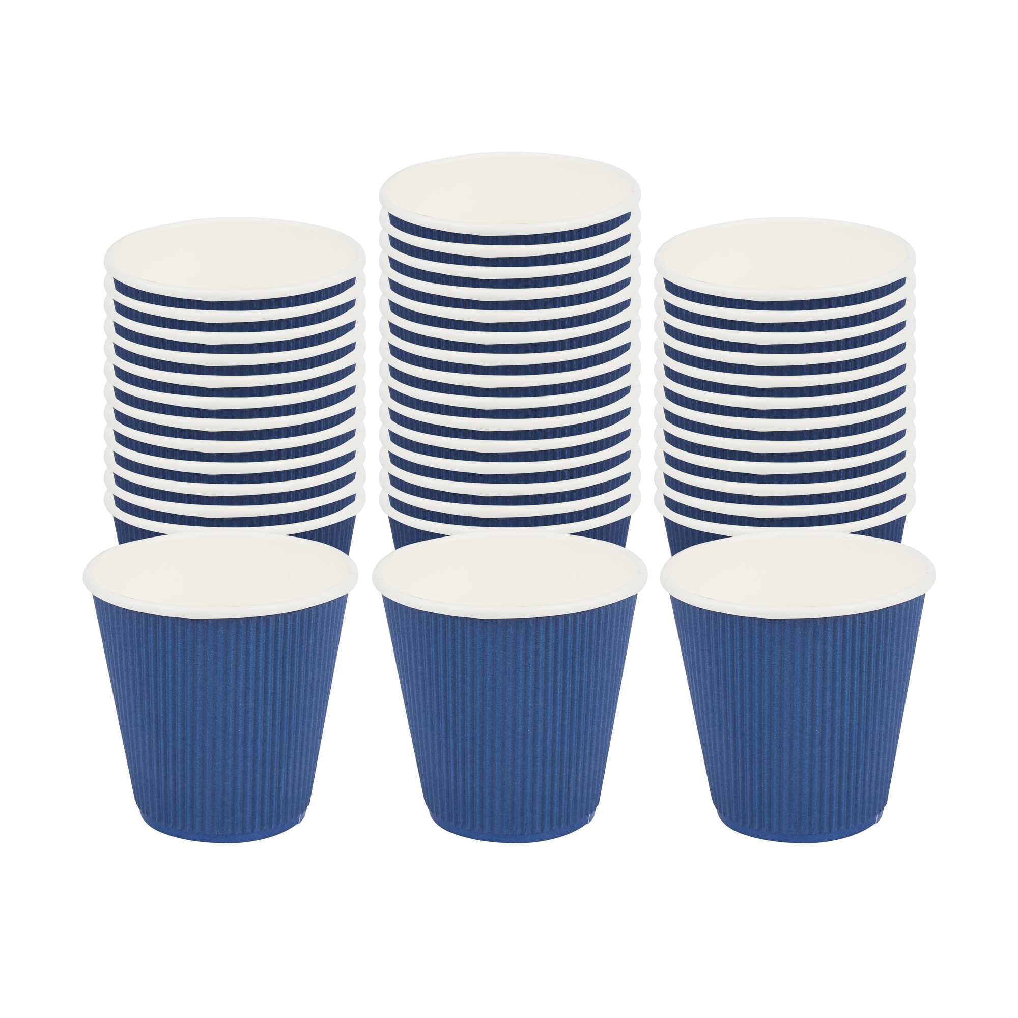 Restpresso 8 oz Midnight Blue Paper Coffee Cup - Ripple Wall - 3 1/2" x 3 1/2" x 3 1/4" - 25 count box
