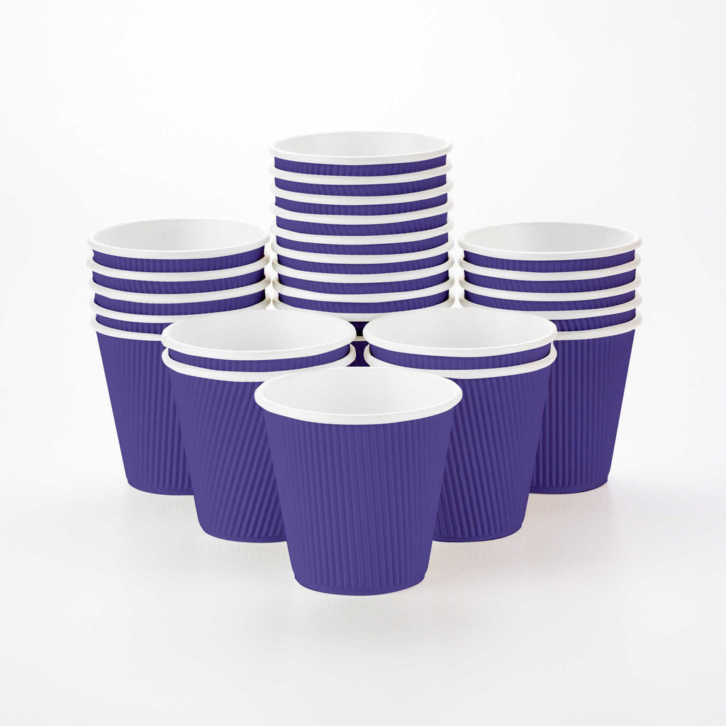 Restpresso 8 oz Royal Purple Paper Coffee Cup - Ripple Wall - 3 1/2" x 3 1/2" x 3 1/4" - 500 count box