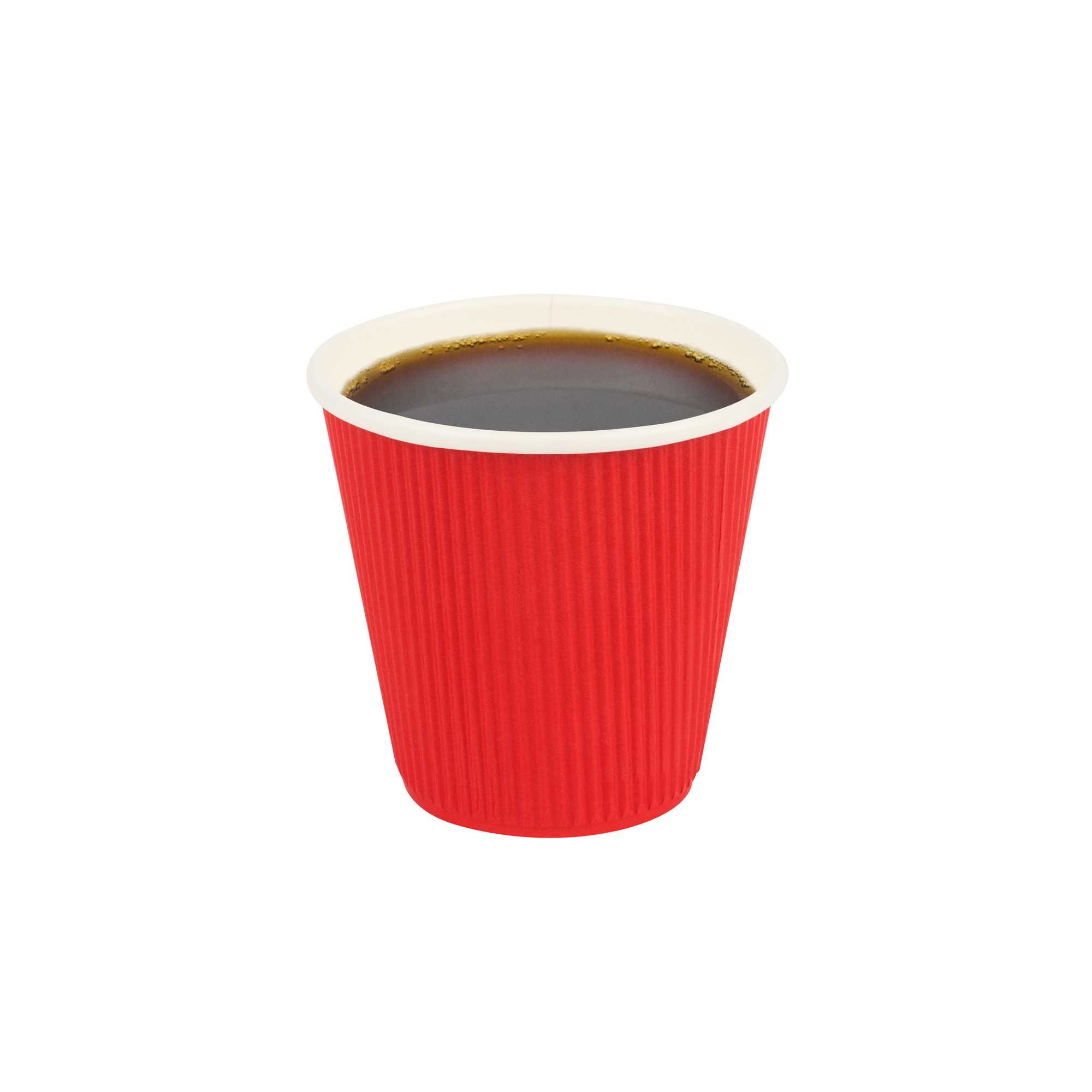 Restpresso 8 oz Red Paper Coffee Cup - Ripple Wall - 3 1/2" x 3 1/2" x 3 1/4" - 500 count box