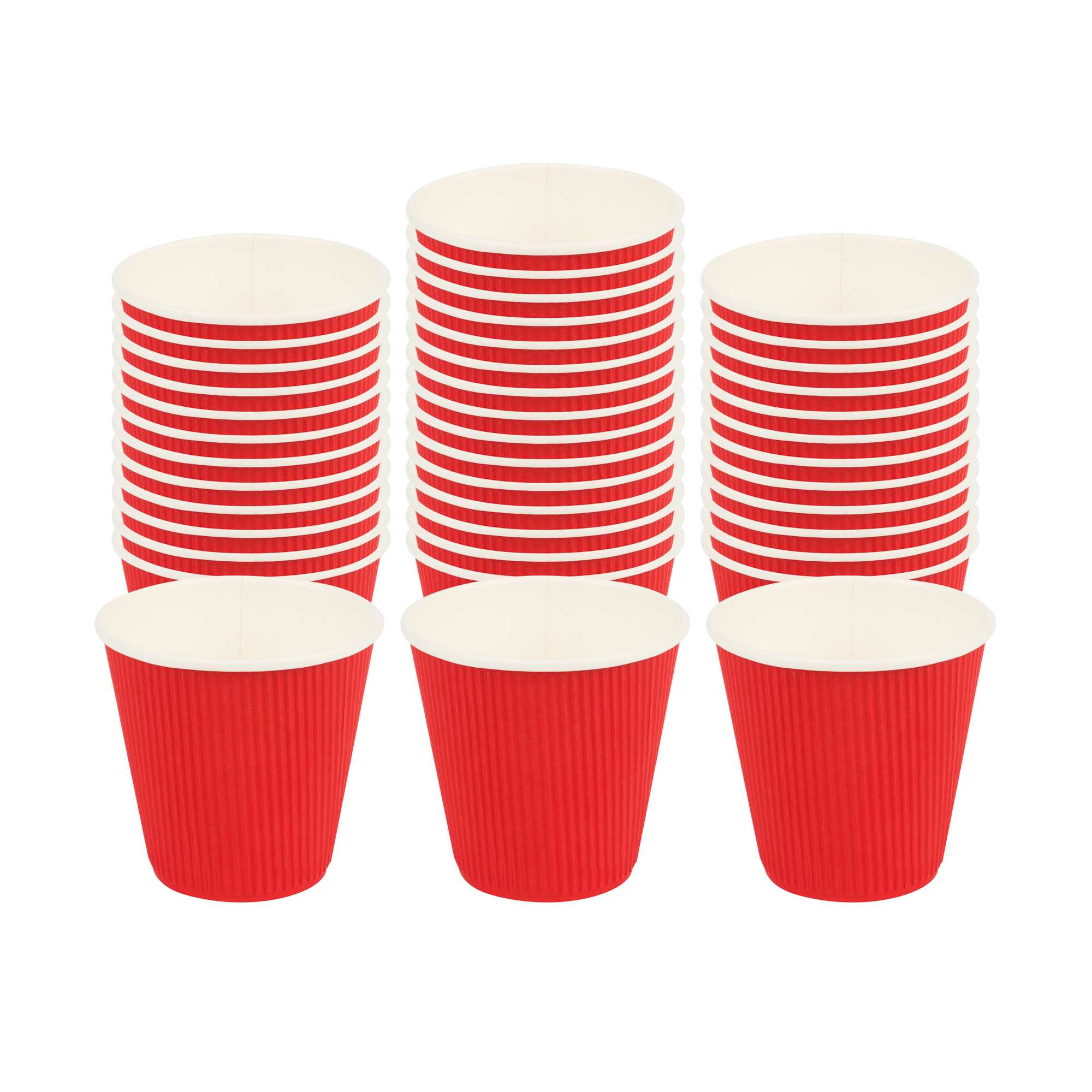Restpresso 8 oz Red Paper Coffee Cup - Ripple Wall - 3 1/2" x 3 1/2" x 3 1/4" - 500 count box