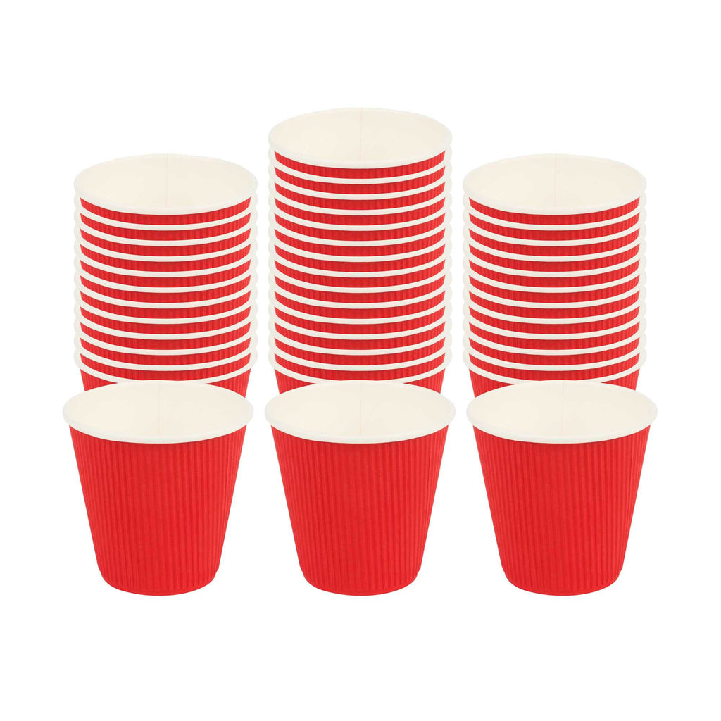 Restpresso 8 oz Red Paper Coffee Cup - Ripple Wall - 3 1/2" x 3 1/2" x 3 1/2" - 25 count box