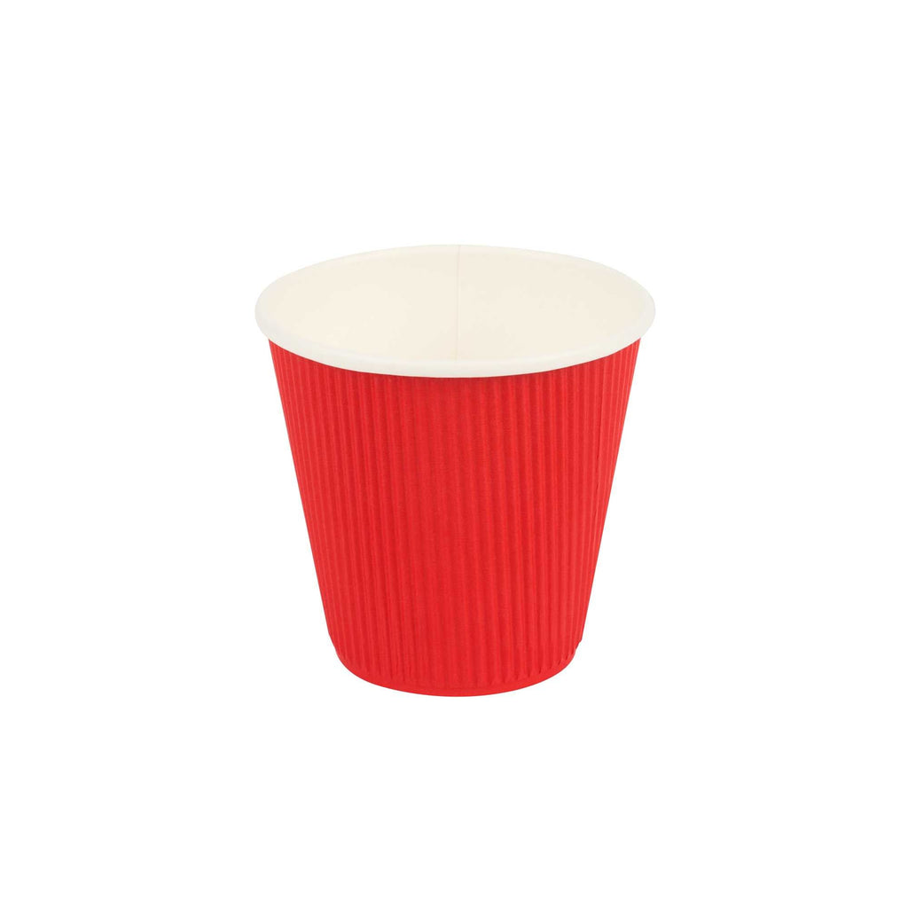Restpresso 8 oz Red Paper Coffee Cup - Ripple Wall - 3 1/2" x 3 1/2" x 3 1/2" - 25 count box