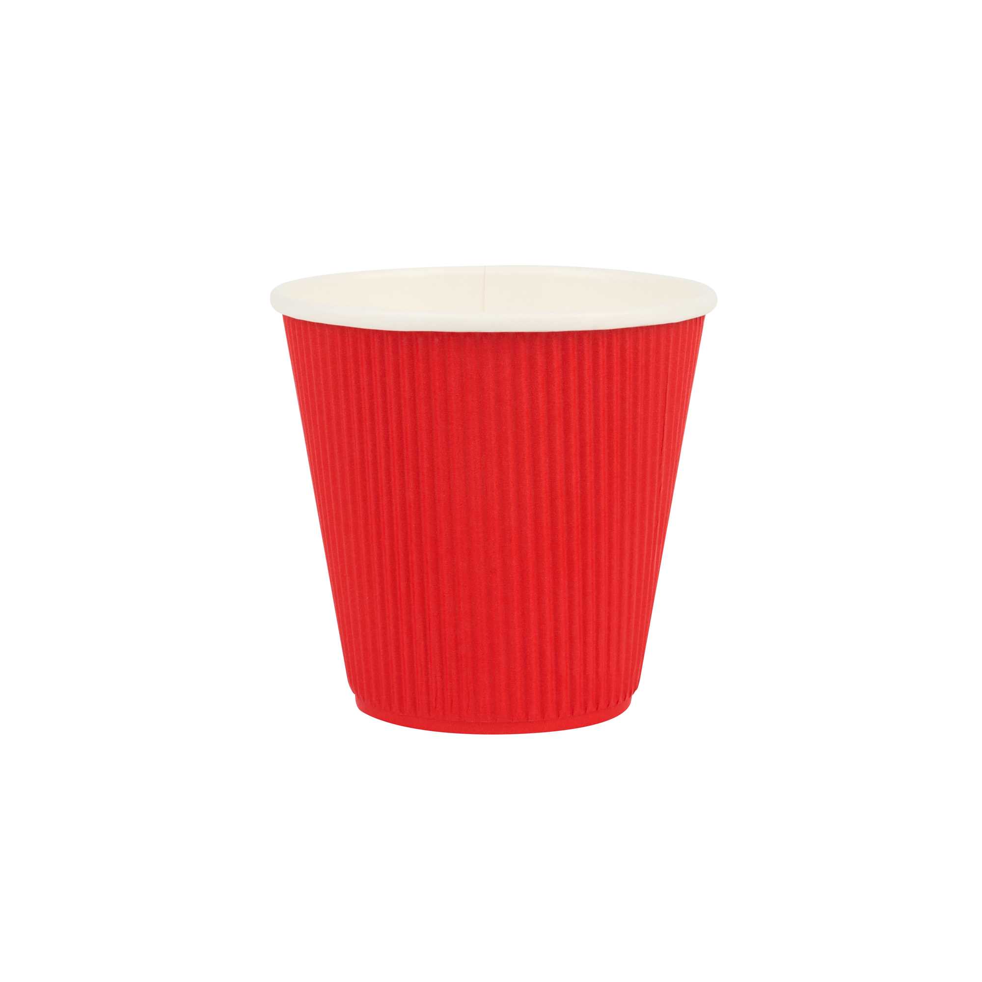 Restpresso 8 oz Red Paper Coffee Cup - Ripple Wall - 3 1/2" x 3 1/2" x 3 1/2" - 25 count box