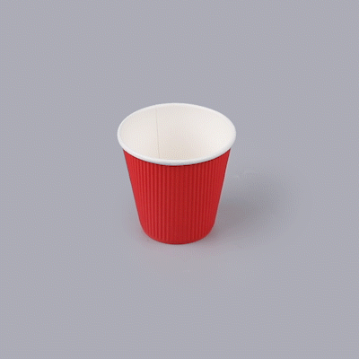 Restpresso 8 oz Red Paper Coffee Cup - Ripple Wall - 3 1/2" x 3 1/2" x 3 1/4" - 500 count box