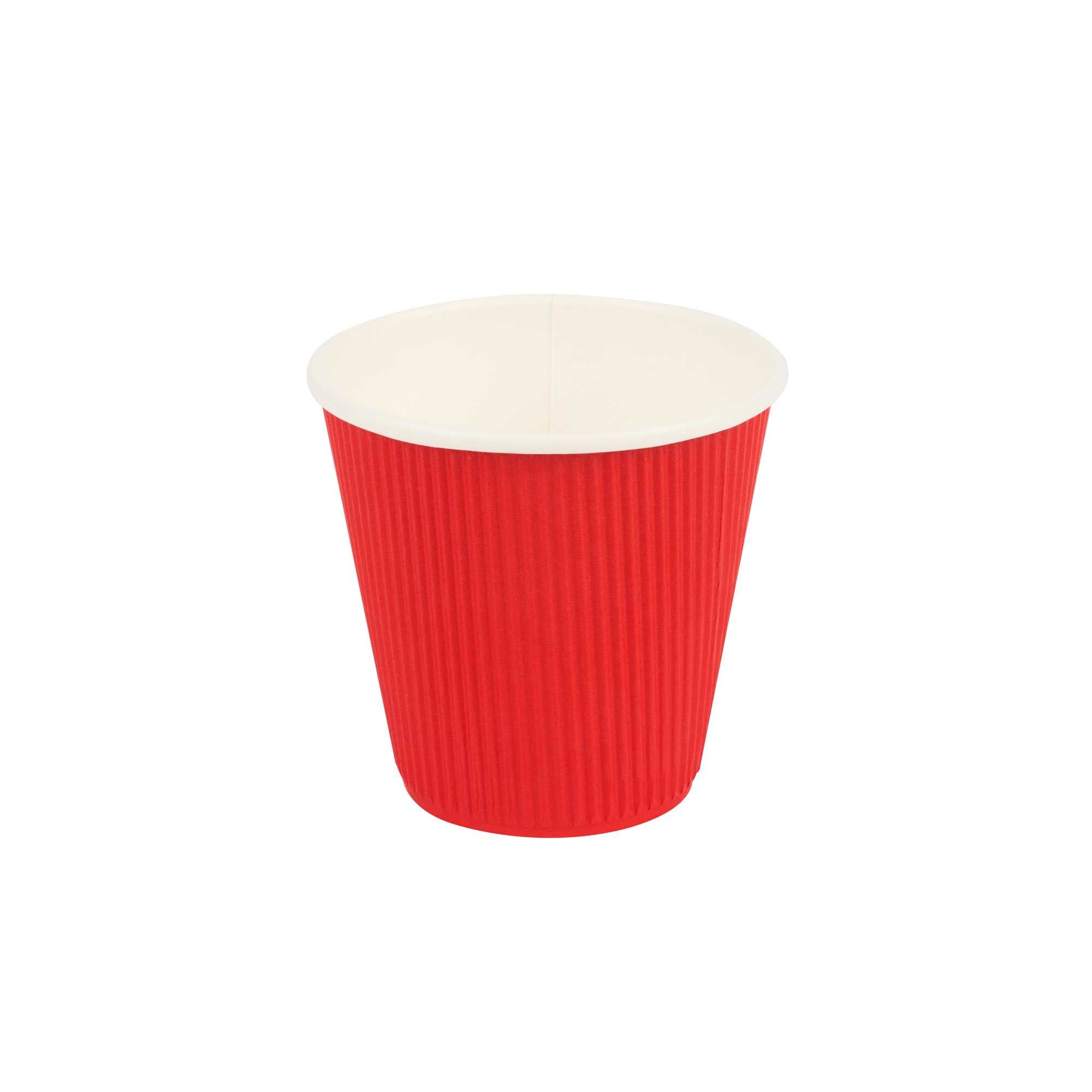 Restpresso 8 oz Red Paper Coffee Cup - Ripple Wall - 3 1/2" x 3 1/2" x 3 1/4" - 500 count box