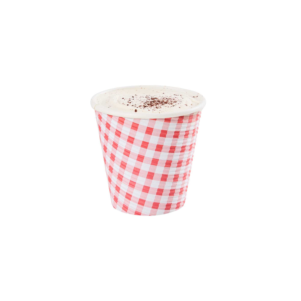 Restpresso 8 oz Picnic Print Paper Coffee Cup - Spiral Wall - 3 1/2" x 3 1/2" x 3 1/4" - 500 count box