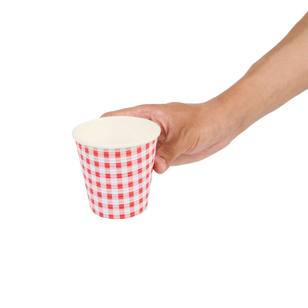 Restpresso 8 oz Picnic Print Paper Coffee Cup - Spiral Wall - 3 1/2" x 3 1/2" x 3 1/4" - 25 count box