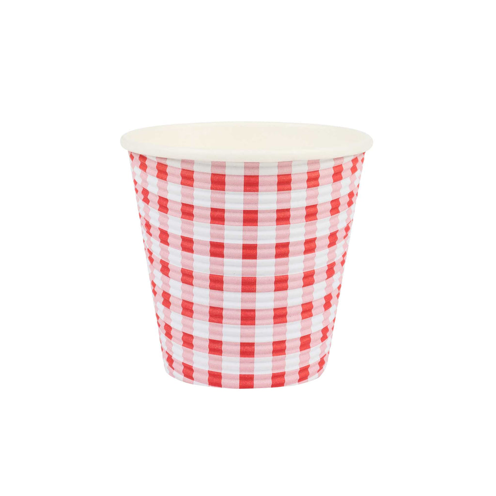 Restpresso 8 oz Picnic Print Paper Coffee Cup - Spiral Wall - 3 1/2" x 3 1/2" x 3 1/4" - 25 count box