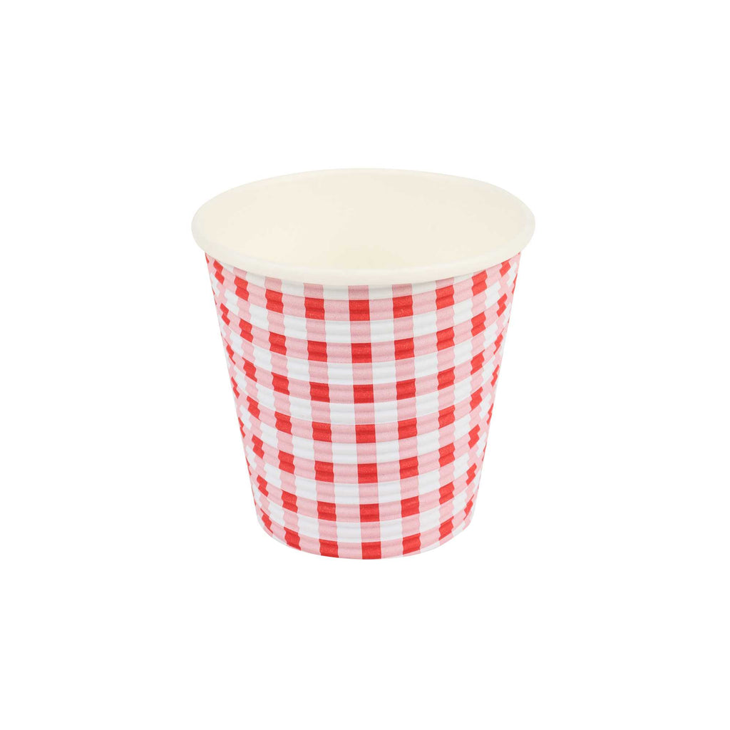 Restpresso 8 oz Picnic Print Paper Coffee Cup - Spiral Wall - 3 1/2" x 3 1/2" x 3 1/4" - 500 count box