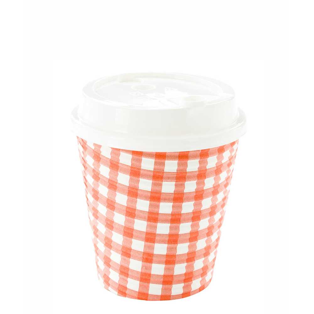 Restpresso 8 oz Picnic Print Paper Coffee Cup - Spiral Wall - 3 1/2" x 3 1/2" x 3 1/4" - 500 count box
