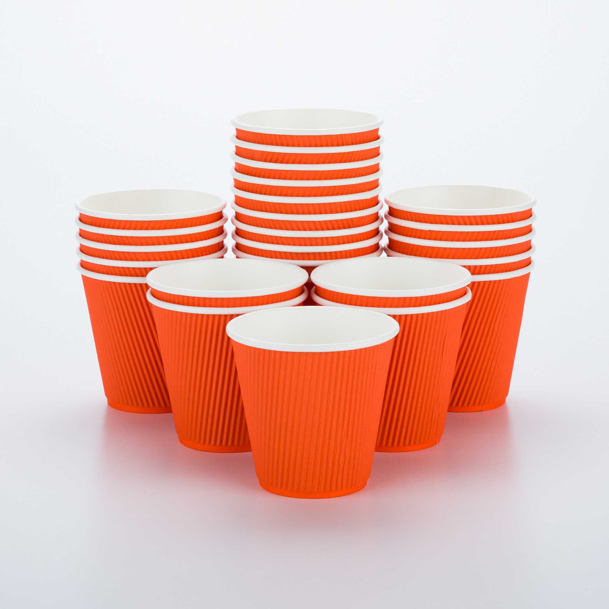 Restpresso 8 oz Tangerine Orange Paper Coffee Cup - Ripple Wall - 3 1/2" x 3 1/2" x 3 1/4" - 25 count box