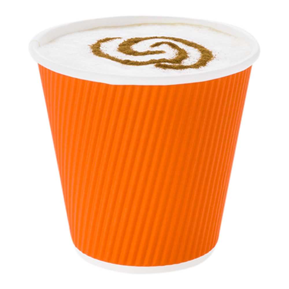 Restpresso 8 oz Tangerine Orange Paper Coffee Cup - Ripple Wall - 3 1/2" x 3 1/2" x 3 1/4" - 25 count box