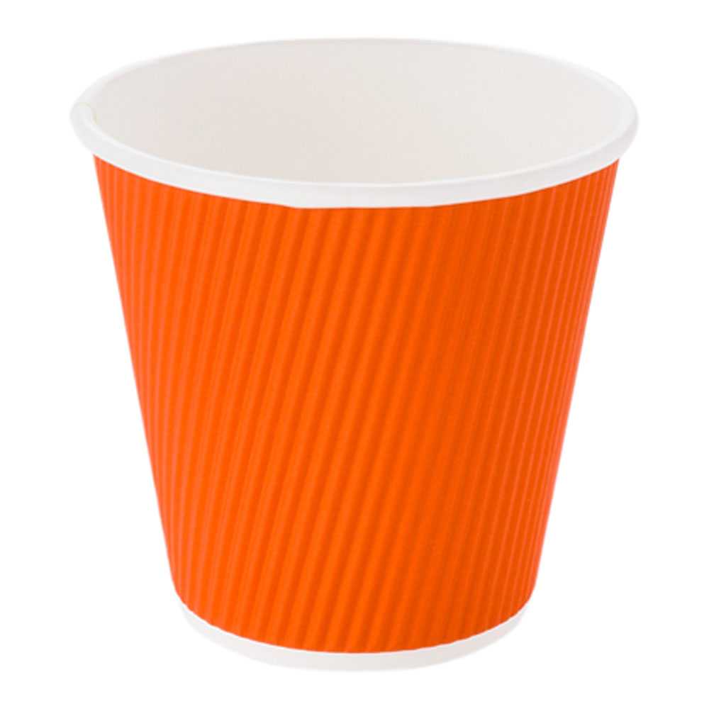 Restpresso 8 oz Tangerine Orange Paper Coffee Cup - Ripple Wall - 3 1/2" x 3 1/2" x 3 1/4" - 500 count box