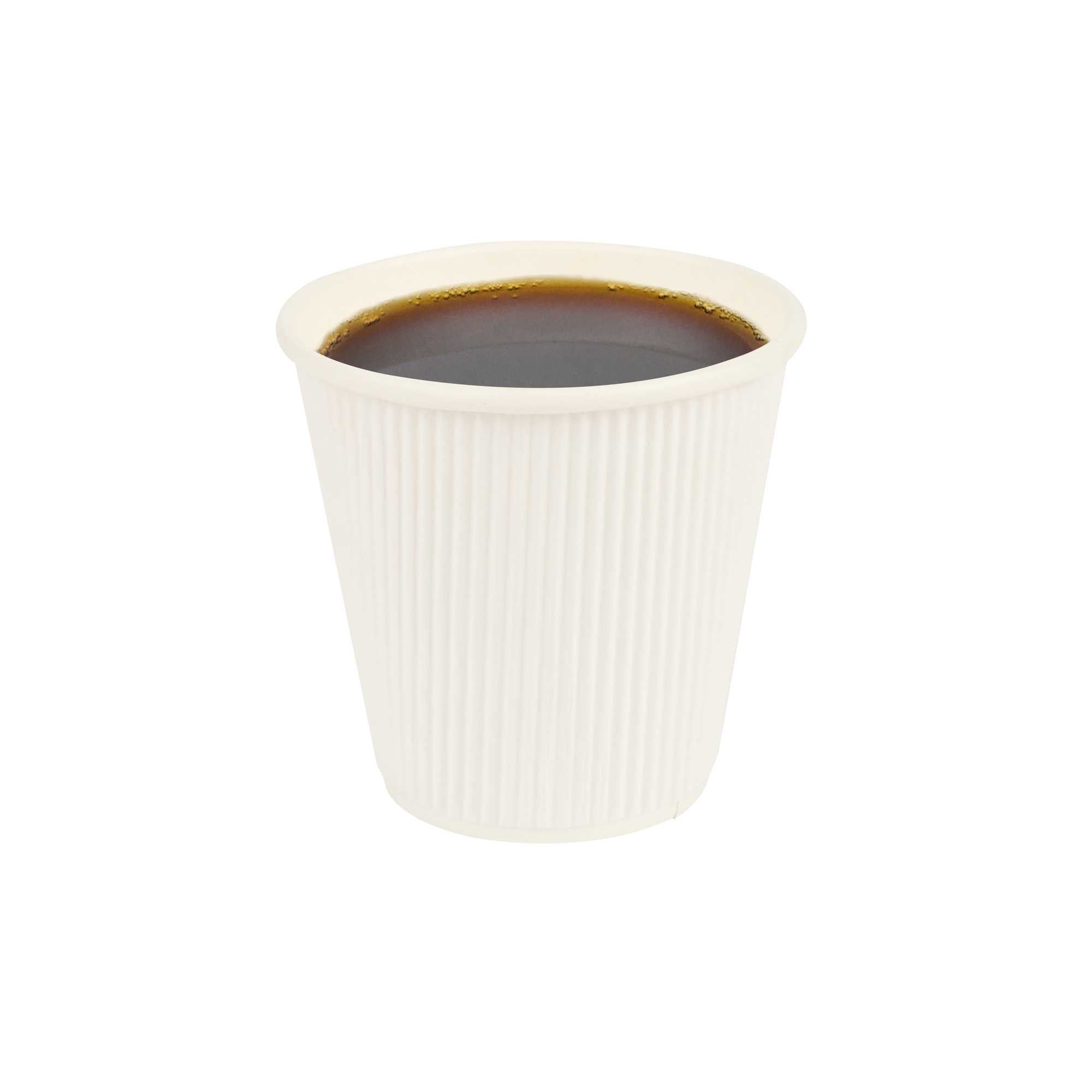 Restpresso 8 oz White Paper Coffee Cup - Ripple Wall - 3 1/2" x 3 1/2" x 3 1/4" - 25 count box