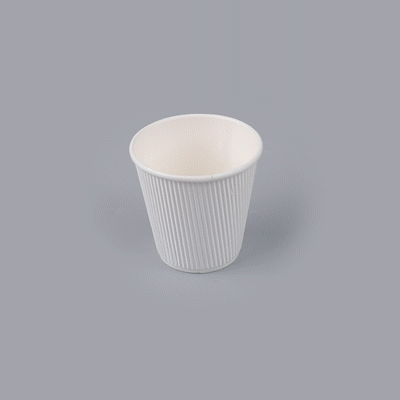 Restpresso 8 oz White Paper Coffee Cup - Ripple Wall - 3 1/2" x 3 1/2" x 3 1/4" - 25 count box