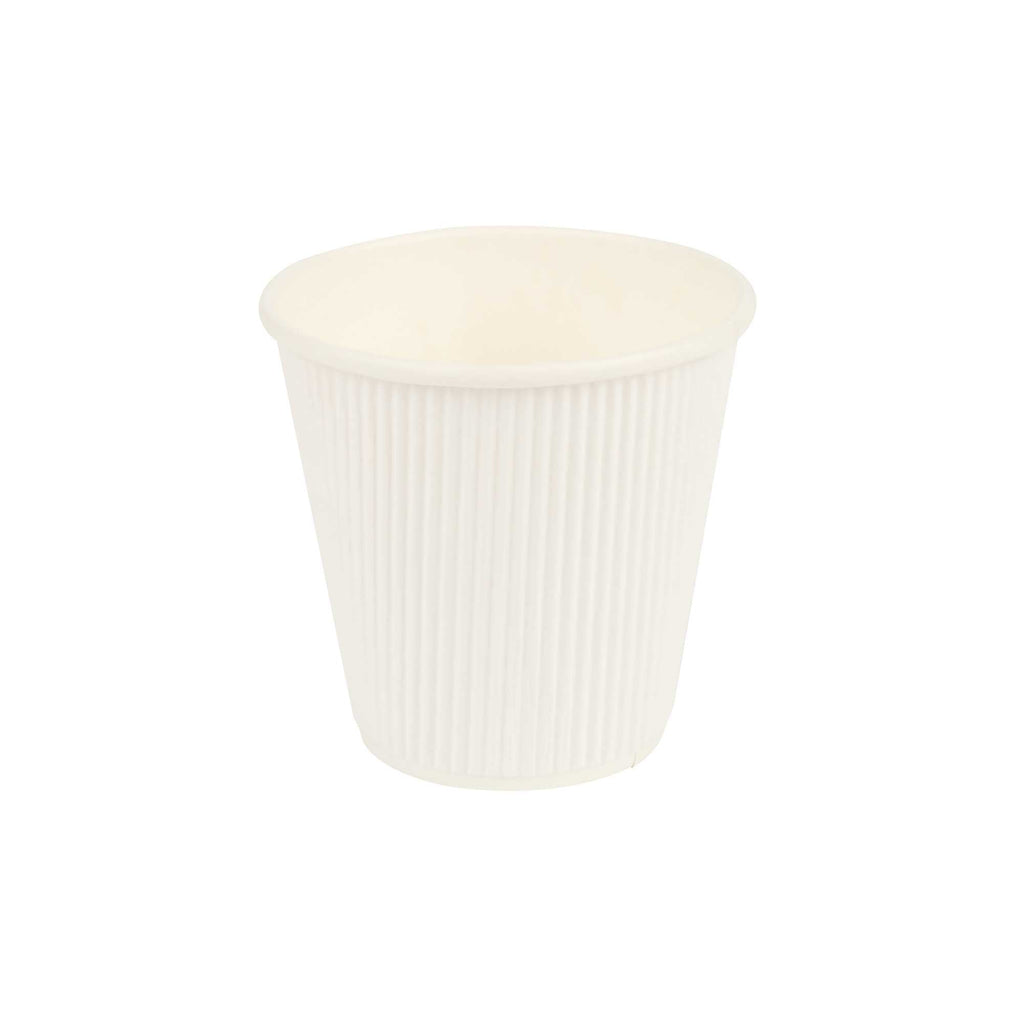 Restpresso 8 oz White Paper Coffee Cup - Ripple Wall - 3 1/2" x 3 1/2" x 3 1/4" - 500 count box