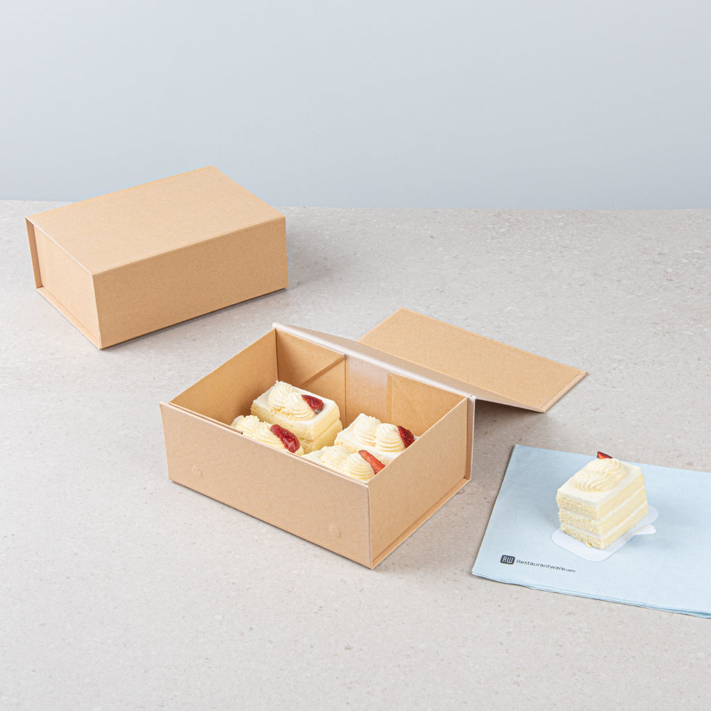 Cater Tek Rectangle Kraft Paper Medium Tic Tac Box - Magnetic - 9" x 6" x 3 1/2" - 10 count box