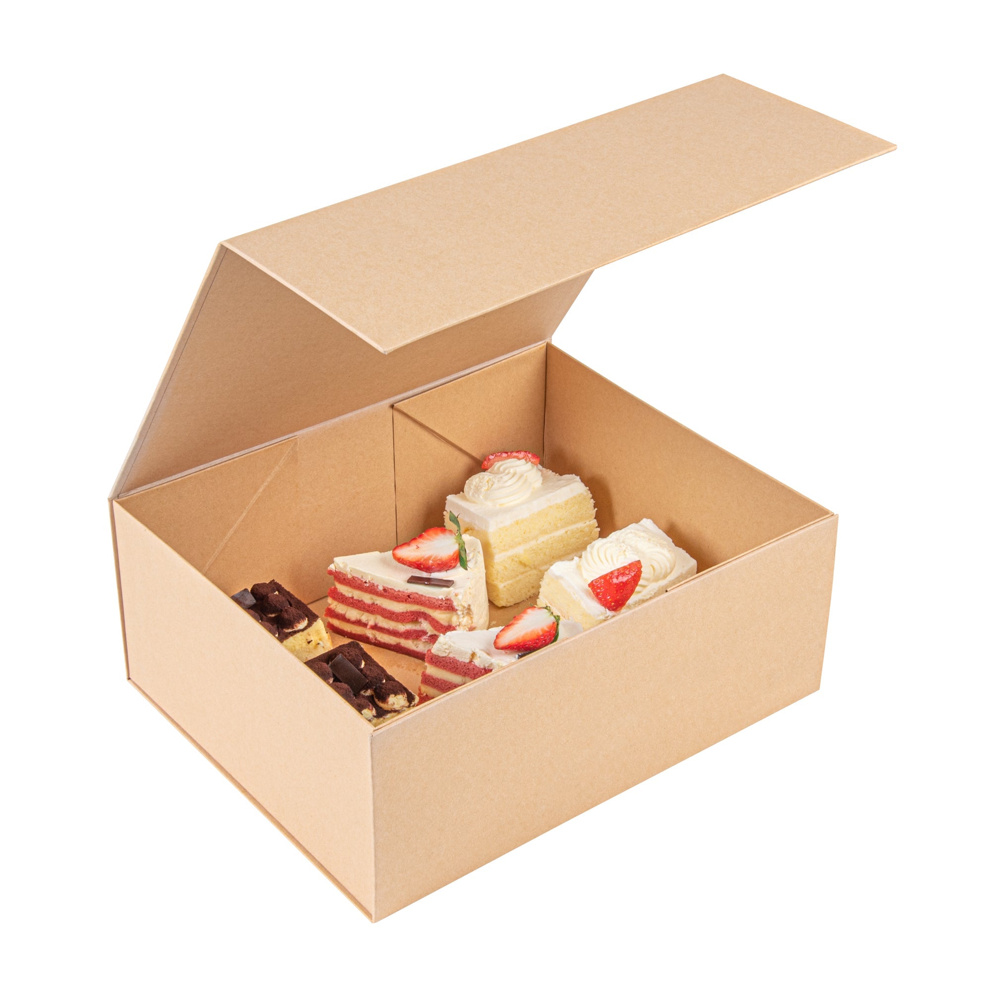 Cater Tek Rectangle Kraft Paper Extra Large Tic Tac Box - Magnetic - 12" x 10" x 5" - 10 count box