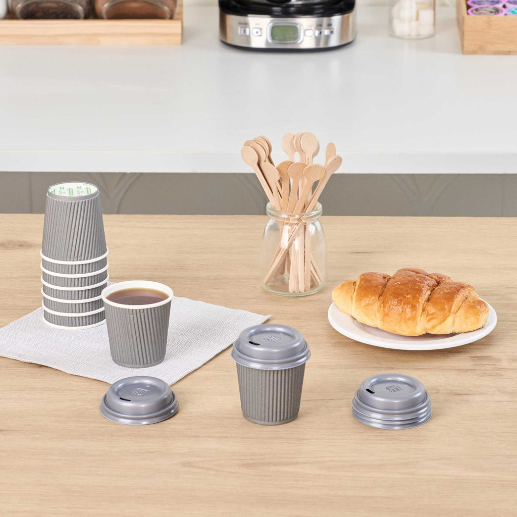 Restpresso Pewter Gray Plastic Coffee Cup Lid - Fits 4 oz - 500 count box