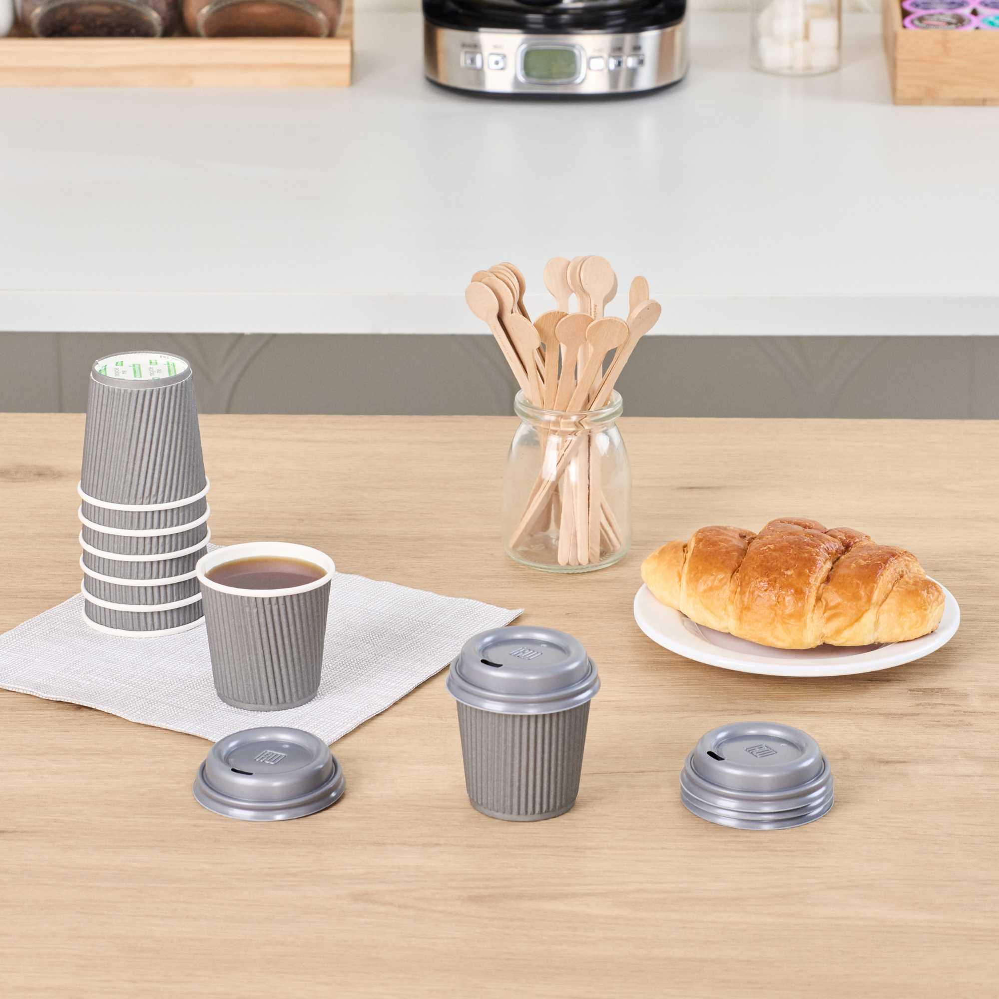 Restpresso Pewter Gray Plastic Coffee Cup Lid - Fits 4 oz - 500 count box