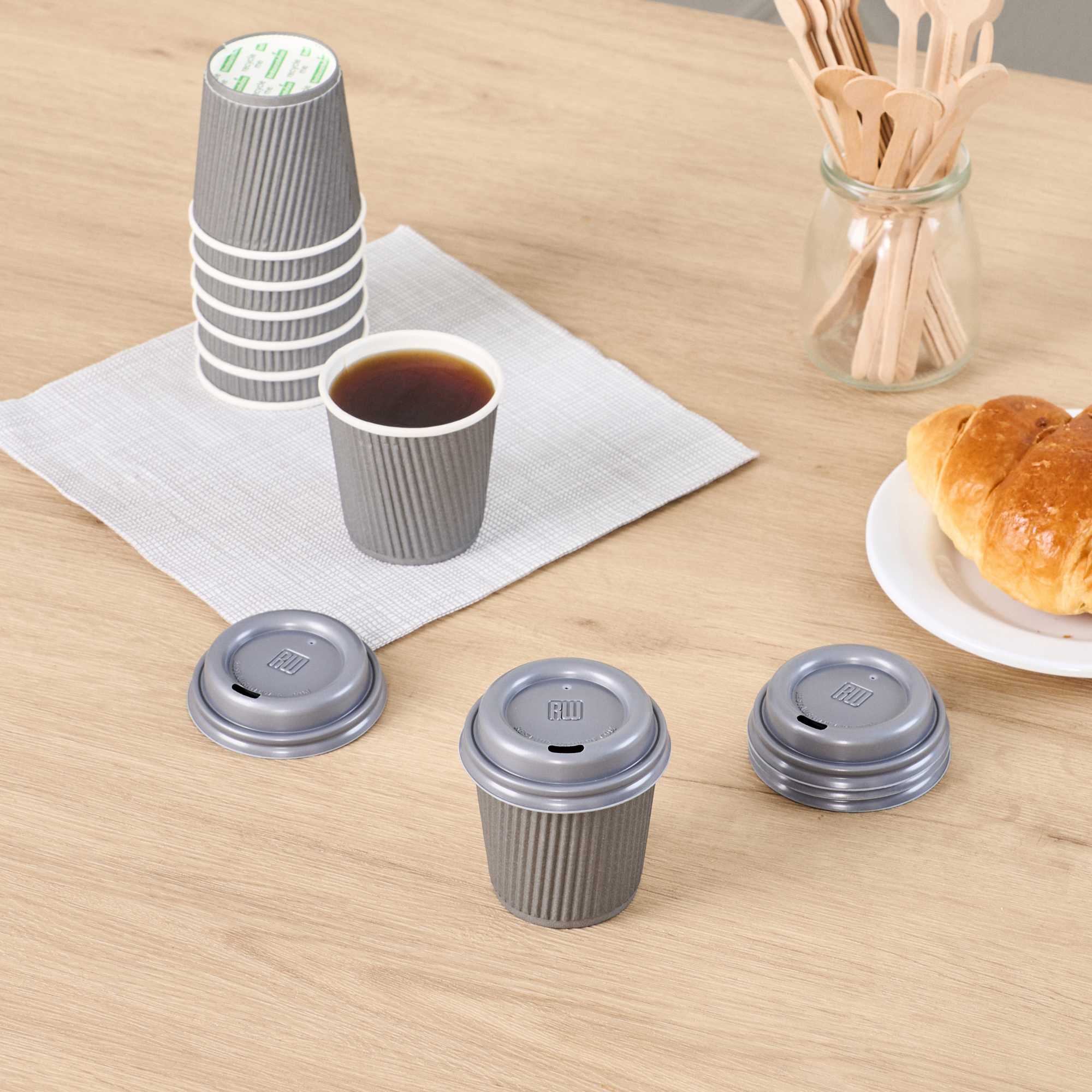 Restpresso Pewter Gray Plastic Coffee Cup Lid - Fits 4 oz - 500 count box