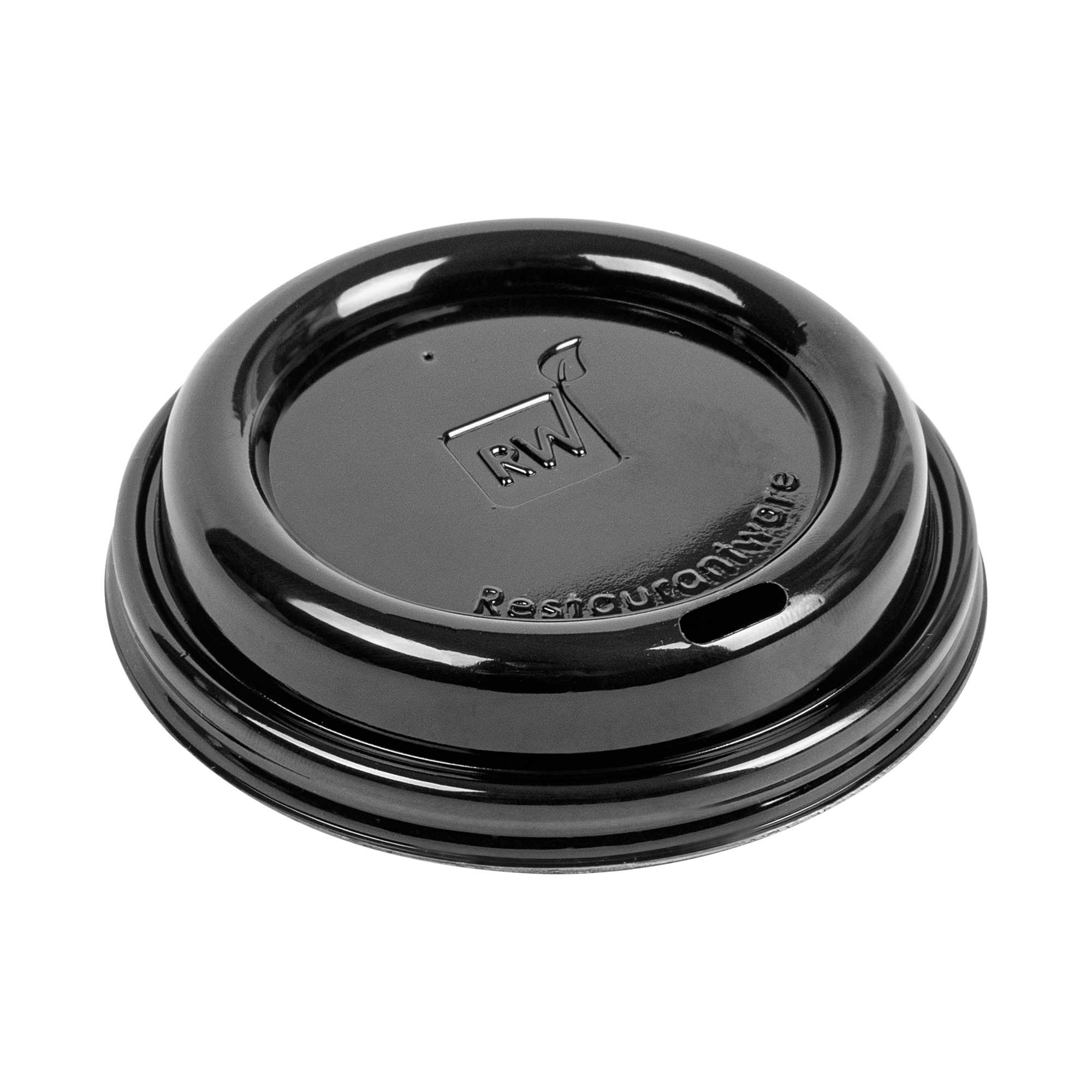 Restpresso Black Plastic Coffee Cup Lid - Fits 8, 12, 16 and 20 oz - 25 count box