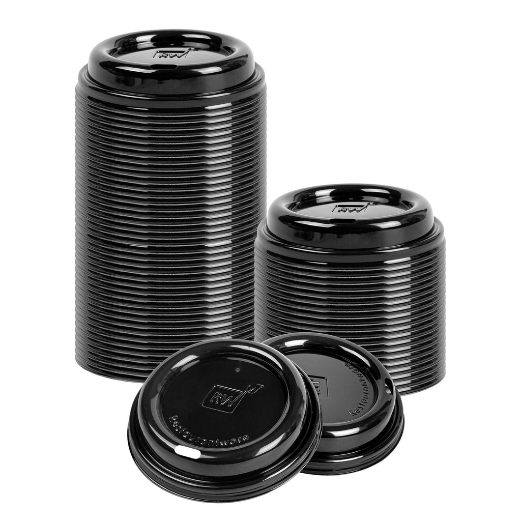 Restpresso Black Plastic Coffee Cup Lid - Fits 8, 12, 16 and 20 oz - 25 count box