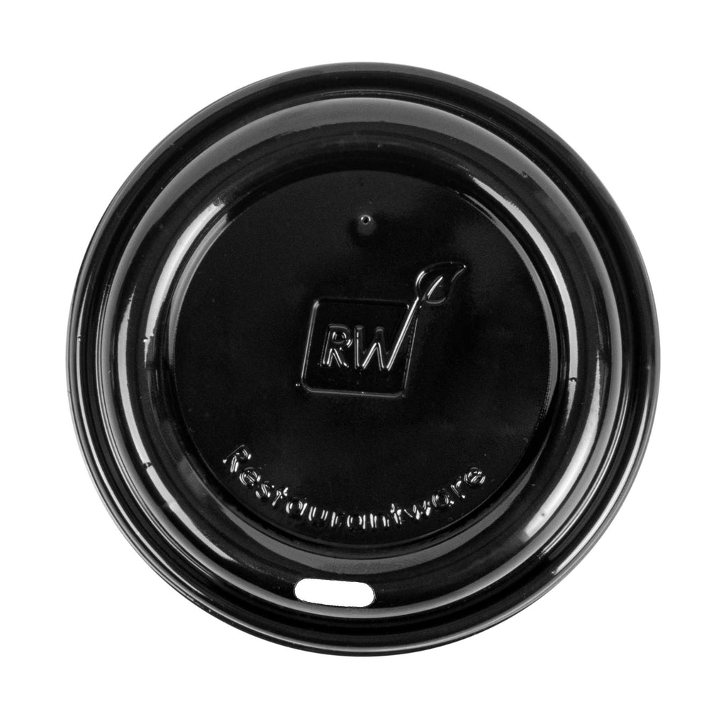 Restpresso Black Plastic Coffee Cup Lid - Fits 8, 12, 16 and 20 oz - 25 count box