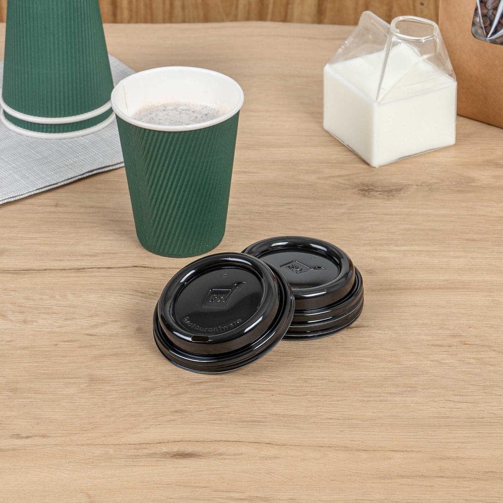 Restpresso Black Plastic Coffee Cup Lid - Fits 8, 12, 16 and 20 oz - 500 count box