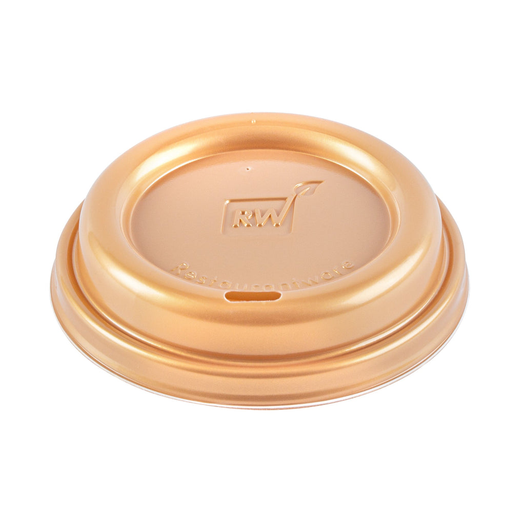 Restpresso Gold Plastic Coffee Cup Lid - Fits 8, 12, 16 and 20 oz - 25 count box