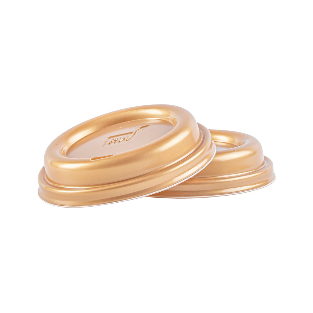 Restpresso Gold Plastic Coffee Cup Lid - Fits 8, 12, 16 and 20 oz - 25 count box