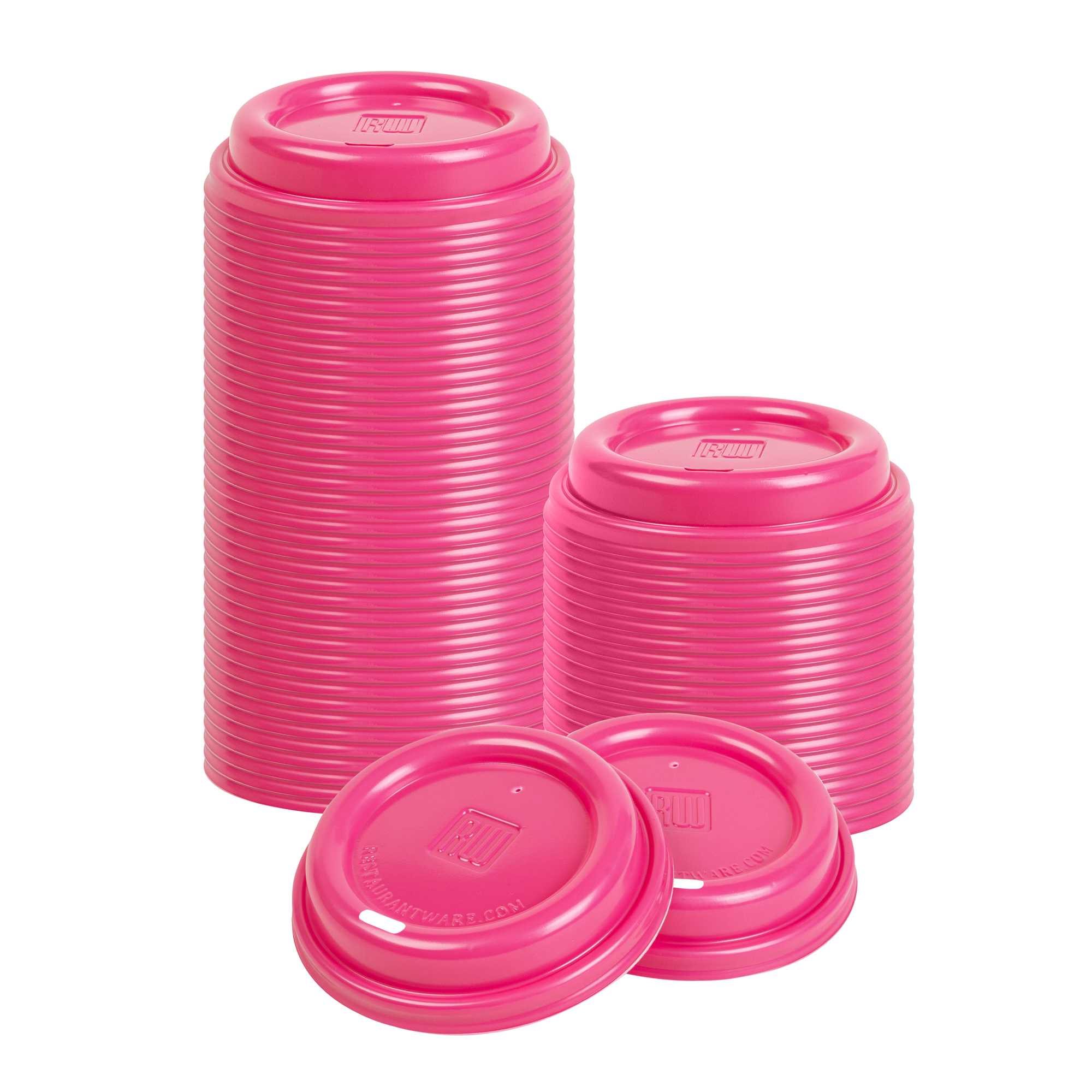 Restpresso Hot Pink Plastic Coffee Cup Lid - Fits 8, 12, 16 and 20 oz - 25 count box