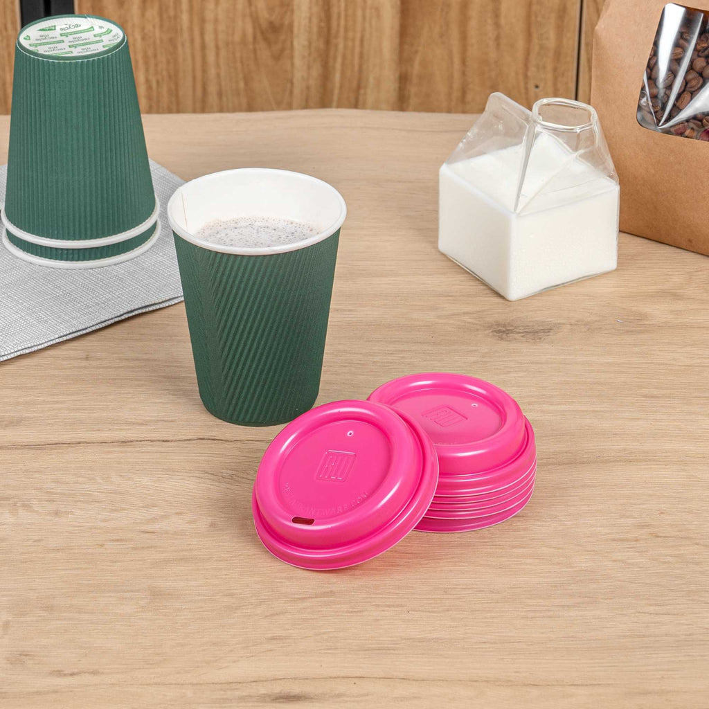 Restpresso Hot Pink Plastic Coffee Cup Lid - Fits 8, 12, 16 and 20 oz - 25 count box