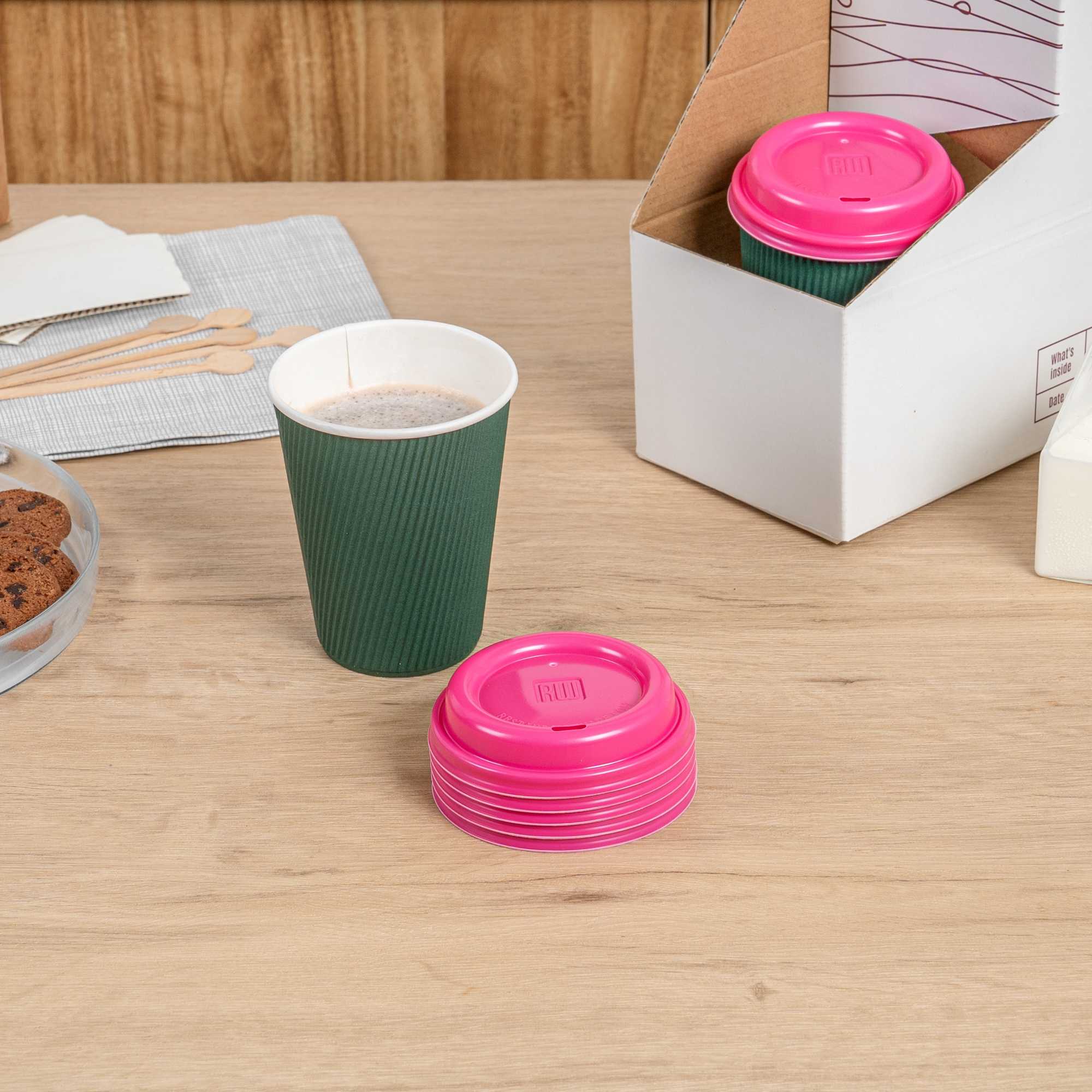 Restpresso Hot Pink Plastic Coffee Cup Lid - Fits 8, 12, 16 and 20 oz - 25 count box