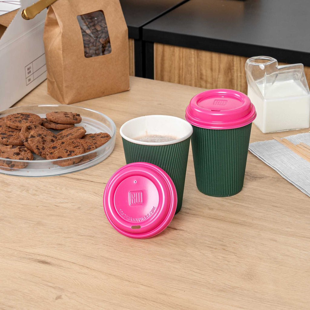 Restpresso Hot Pink Plastic Coffee Cup Lid - Fits 8, 12, 16 and 20 oz - 25 count box