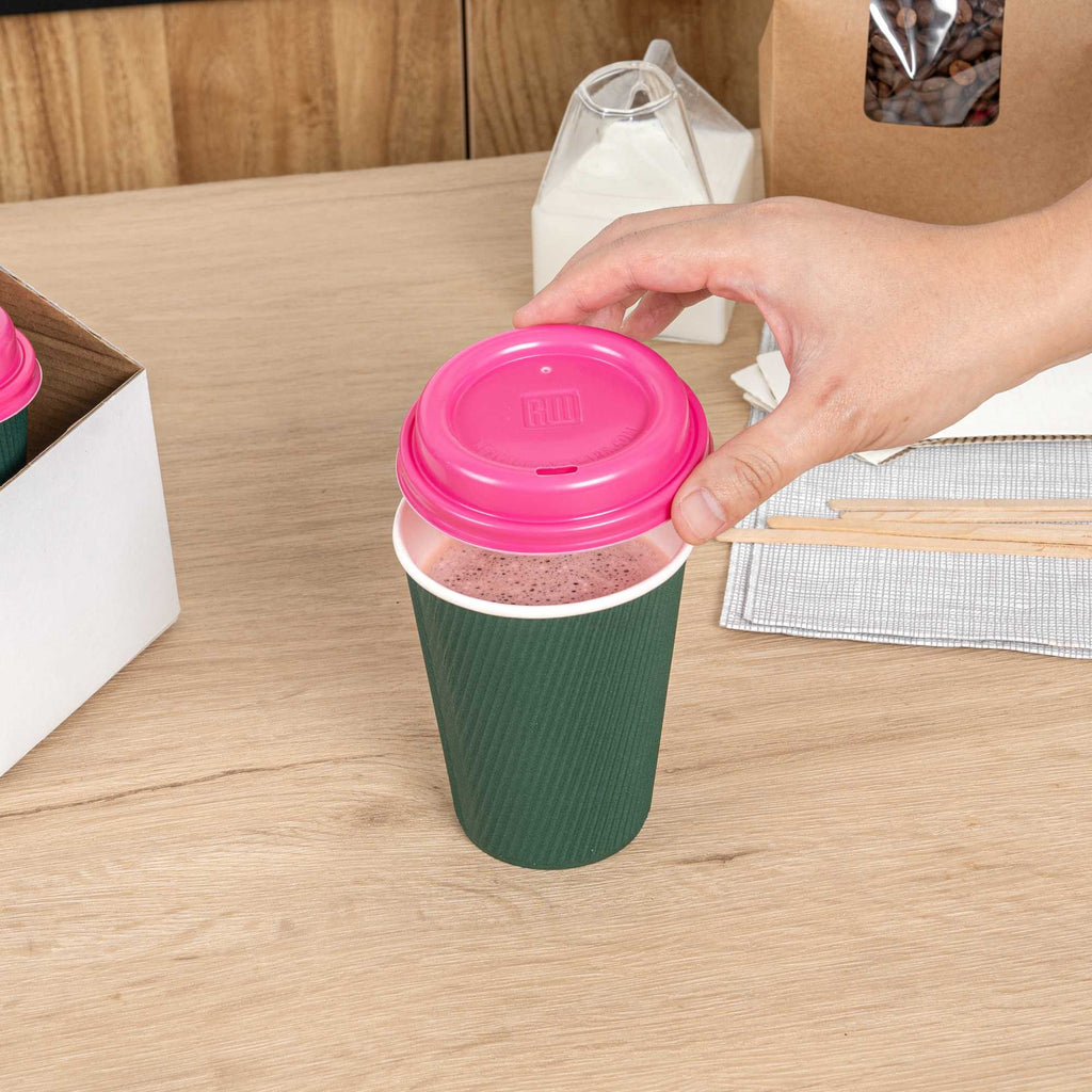 Restpresso Hot Pink Plastic Coffee Cup Lid - Fits 8, 12, 16 and 20 oz - 500 count box