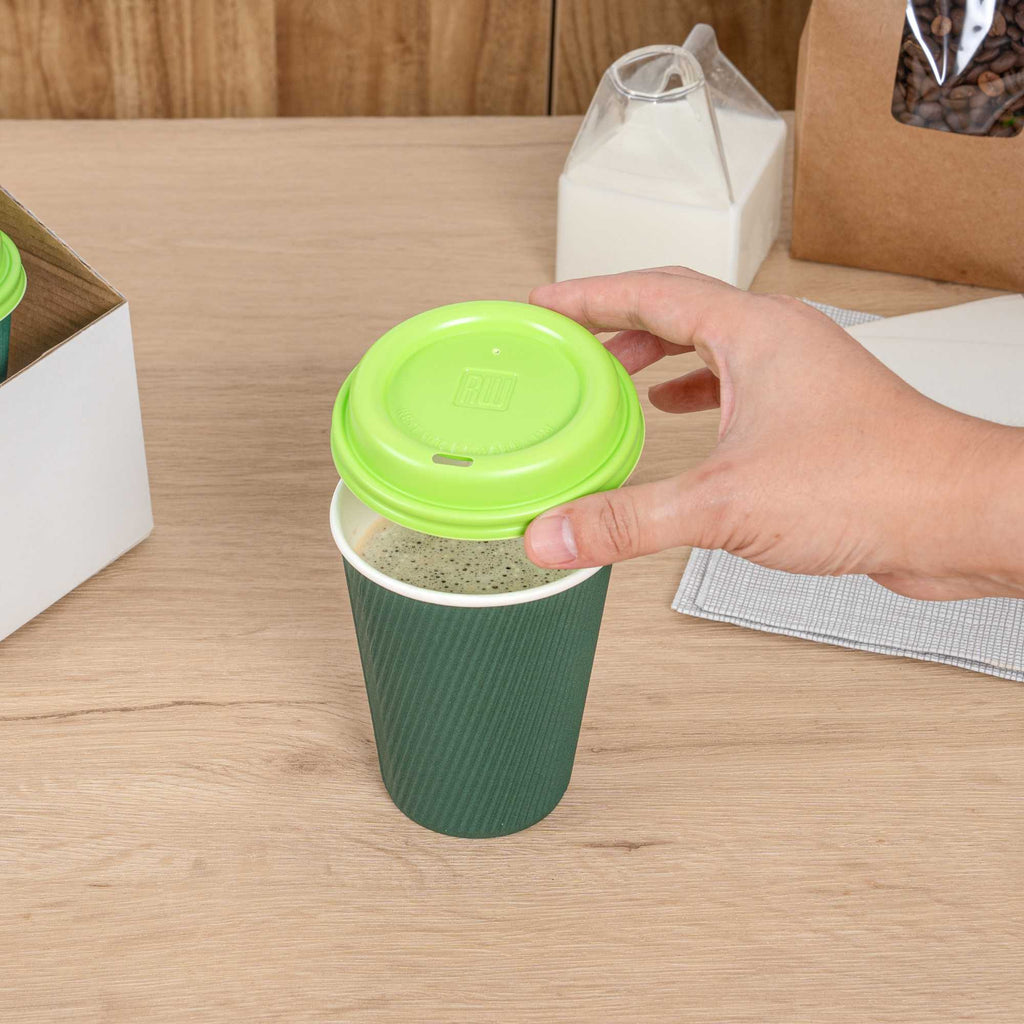 Restpresso Lime Green Plastic Coffee Cup Lid - Fits 8, 12, 16 and 20 oz - 25 count box