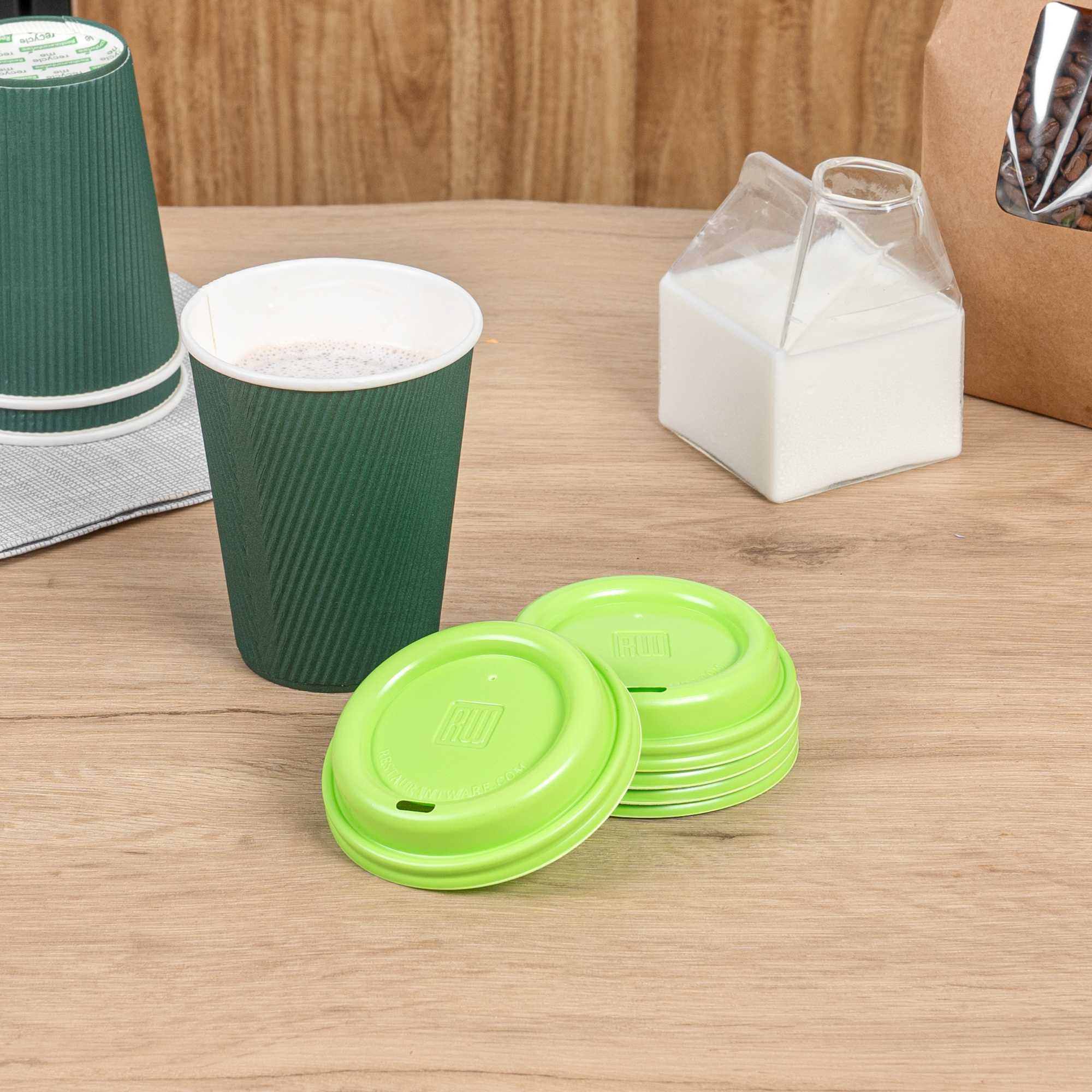 Restpresso Lime Green Plastic Coffee Cup Lid - Fits 8, 12, 16 and 20 oz - 500 count box
