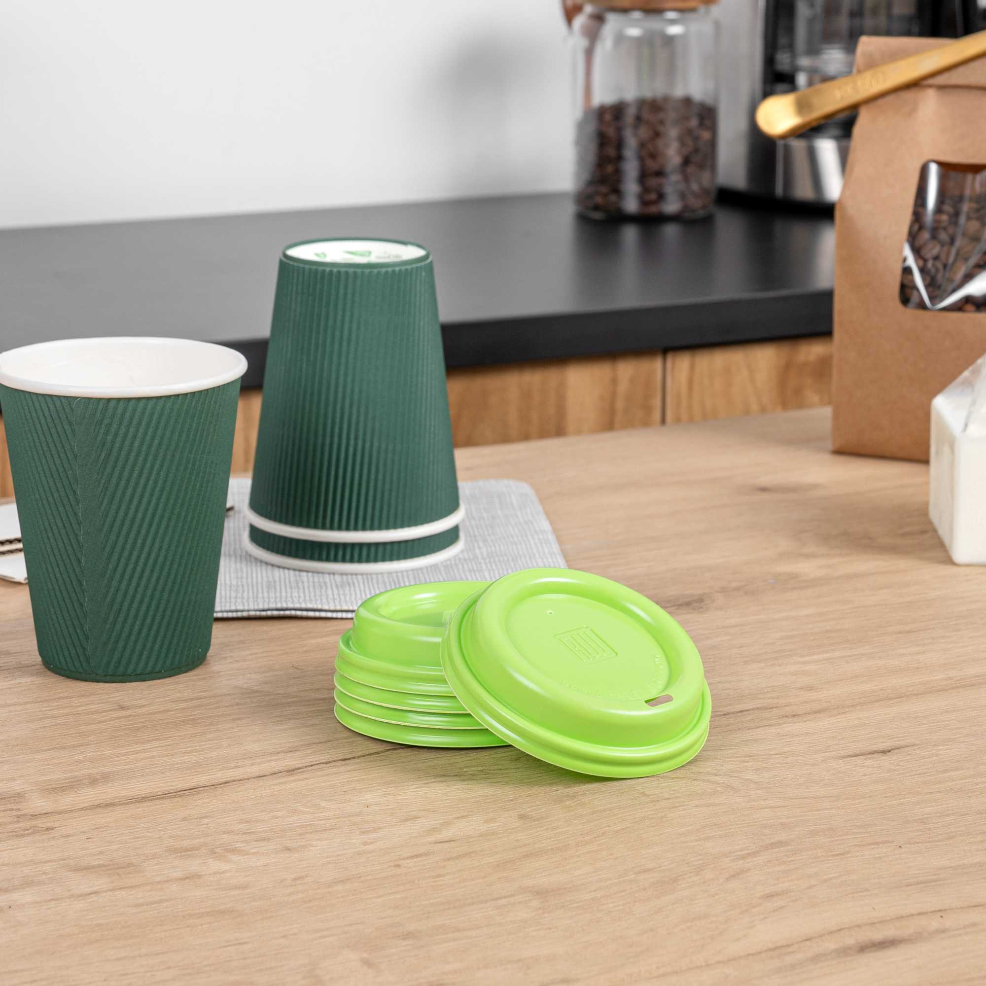 Restpresso Lime Green Plastic Coffee Cup Lid - Fits 8, 12, 16 and 20 oz - 500 count box