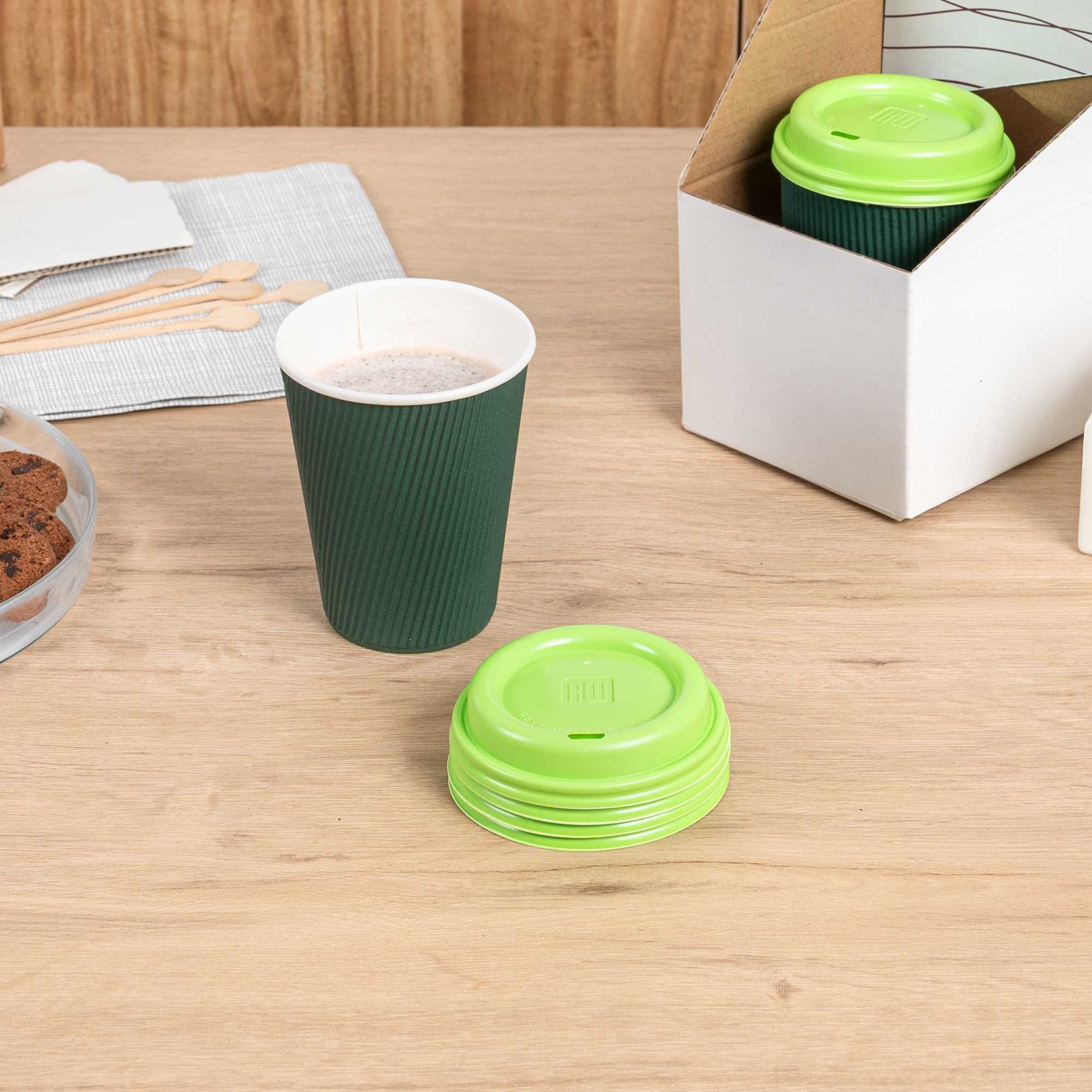 Restpresso Lime Green Plastic Coffee Cup Lid - Fits 8, 12, 16 and 20 oz - 500 count box