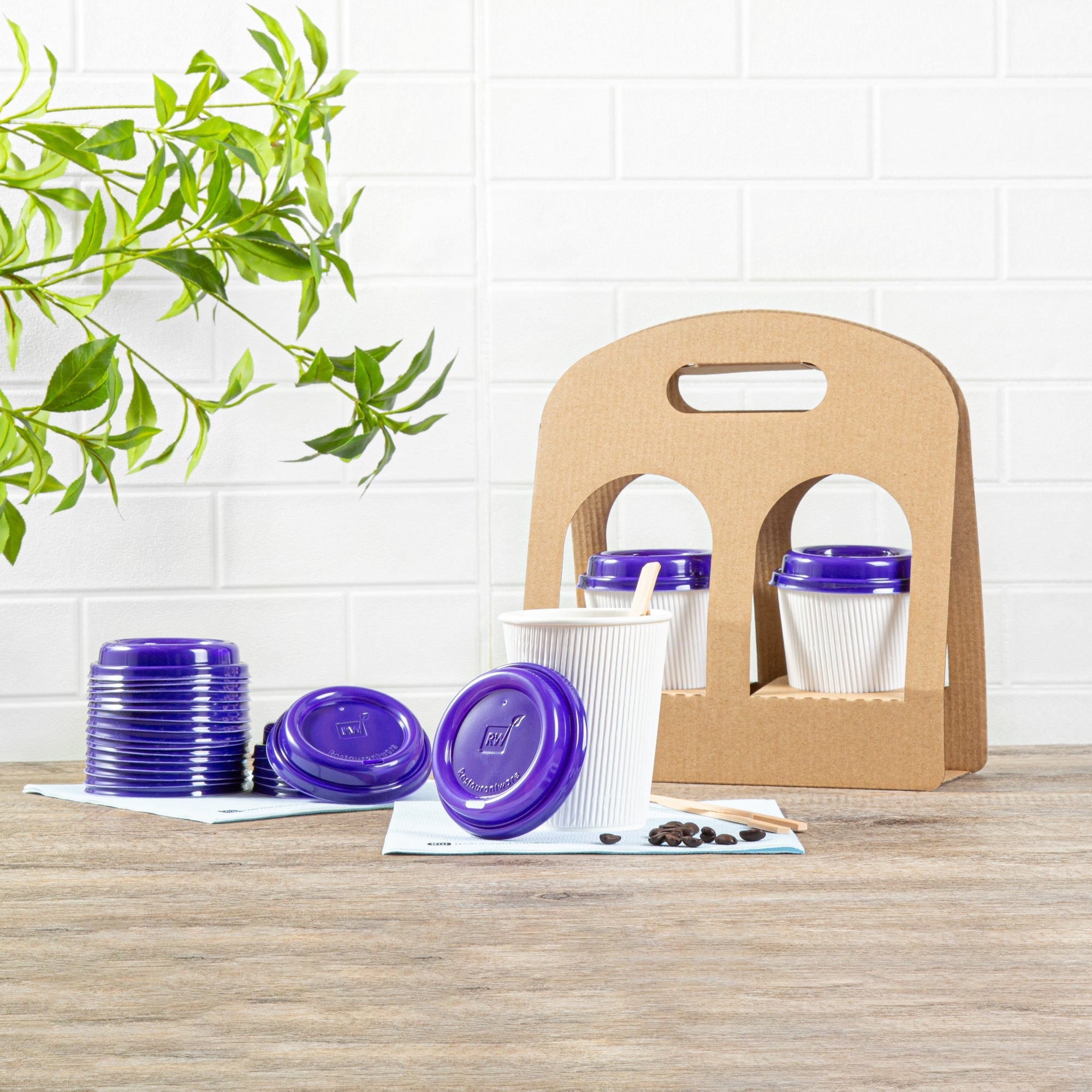 Restpresso Purple Plastic Coffee Cup Lid - Fits 8, 12, 16 and 20 oz - 25 count box