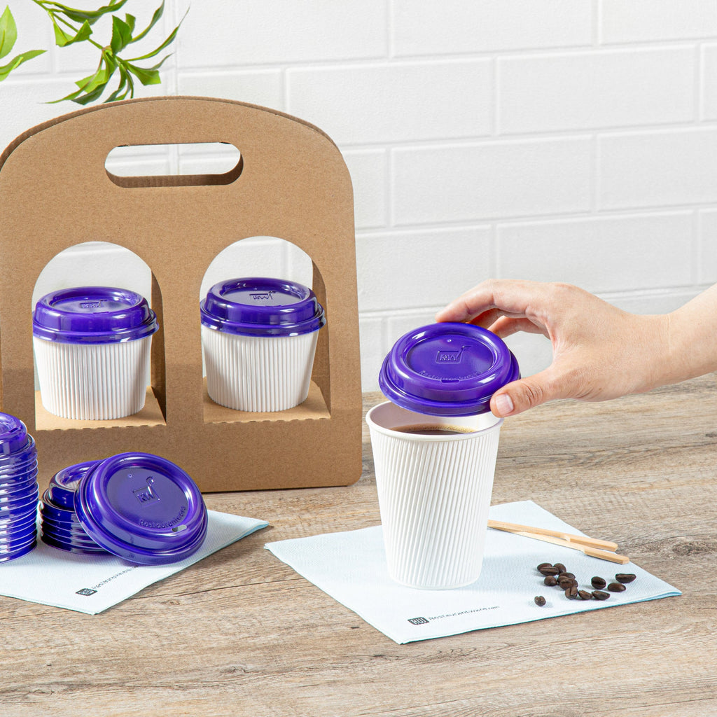 Restpresso Purple Plastic Coffee Cup Lid - Fits 8, 12, 16 and 20 oz - 25 count box