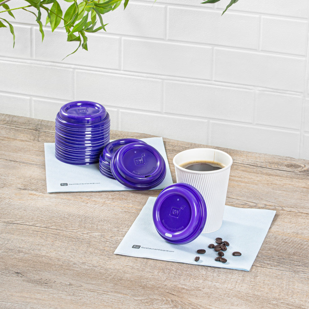 Restpresso Purple Plastic Coffee Cup Lid - Fits 8, 12, 16 and 20 oz - 500 count box